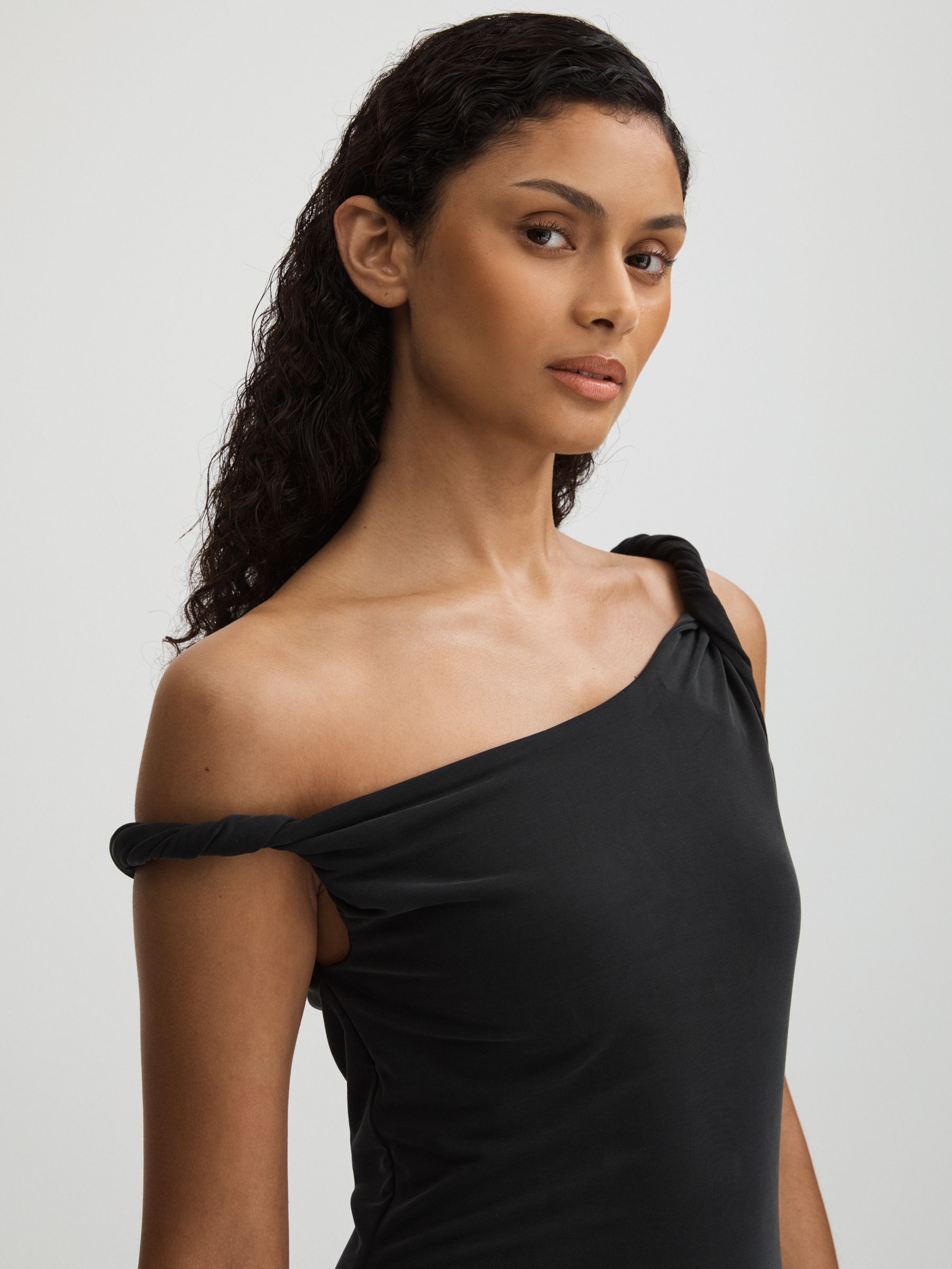Good American Twisted Strap Jersey Maxi Dress in Black - Image 3 of 5