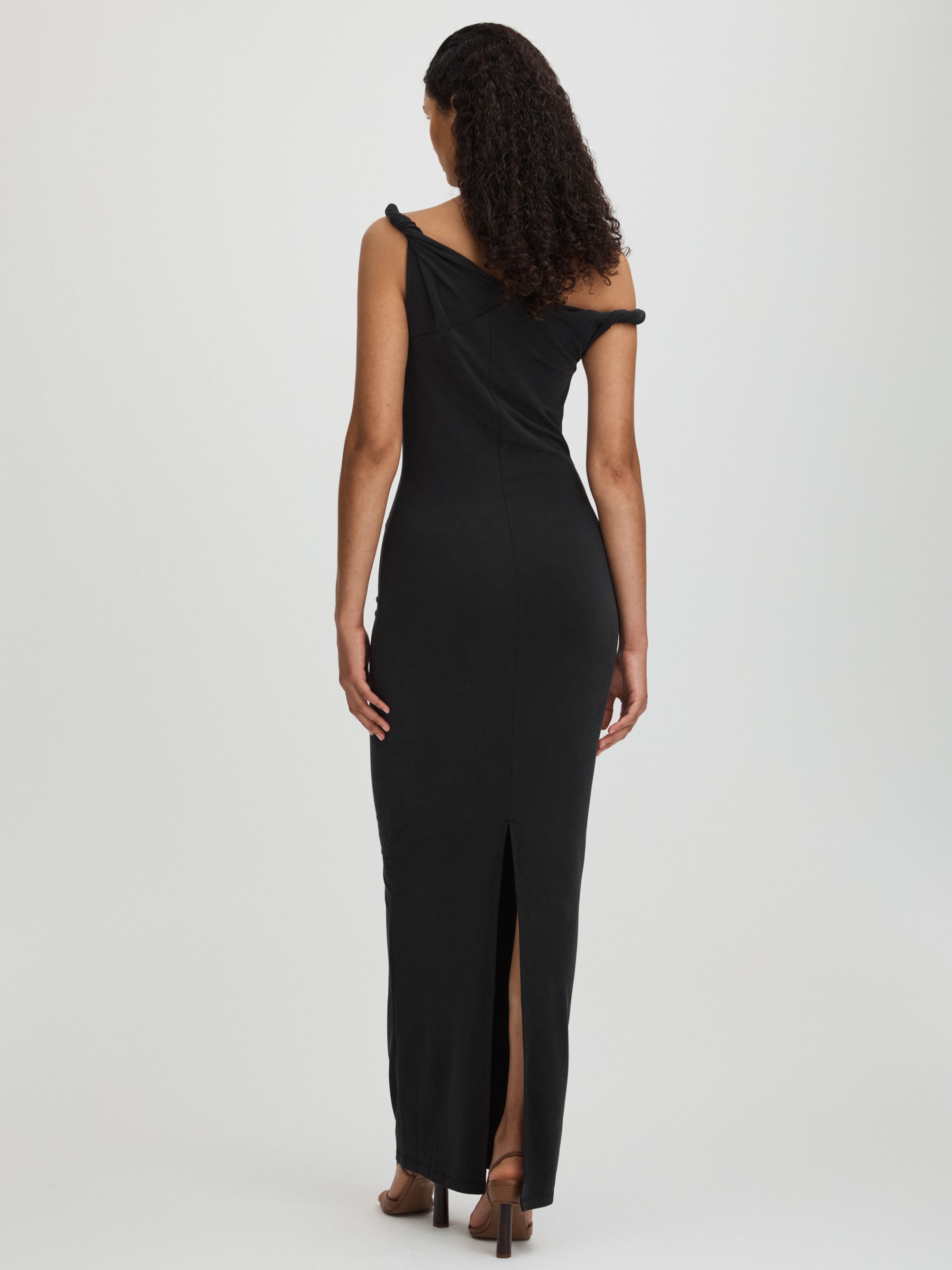 Good American Twisted Strap Jersey Maxi Dress in Black - Image 4 of 5