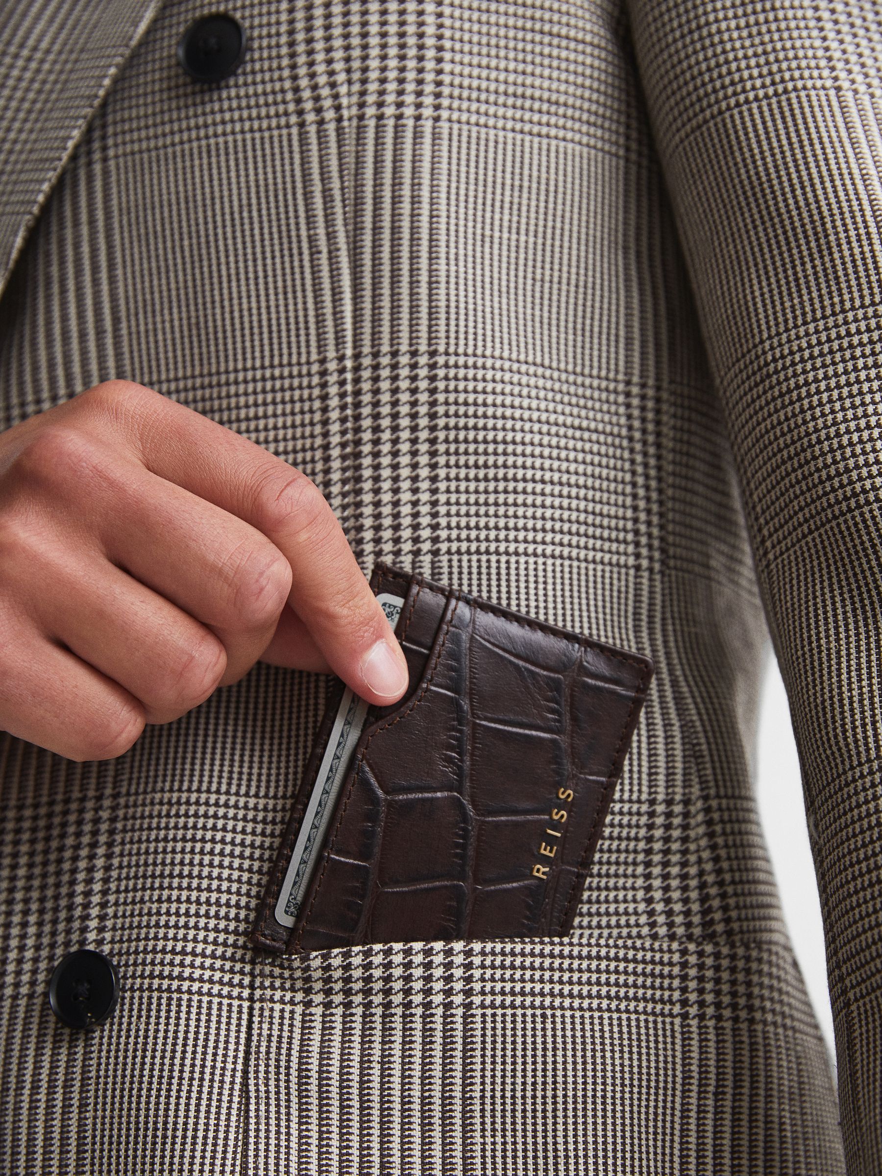 Leather Card Holder in Chocolate - Image 2 of 4