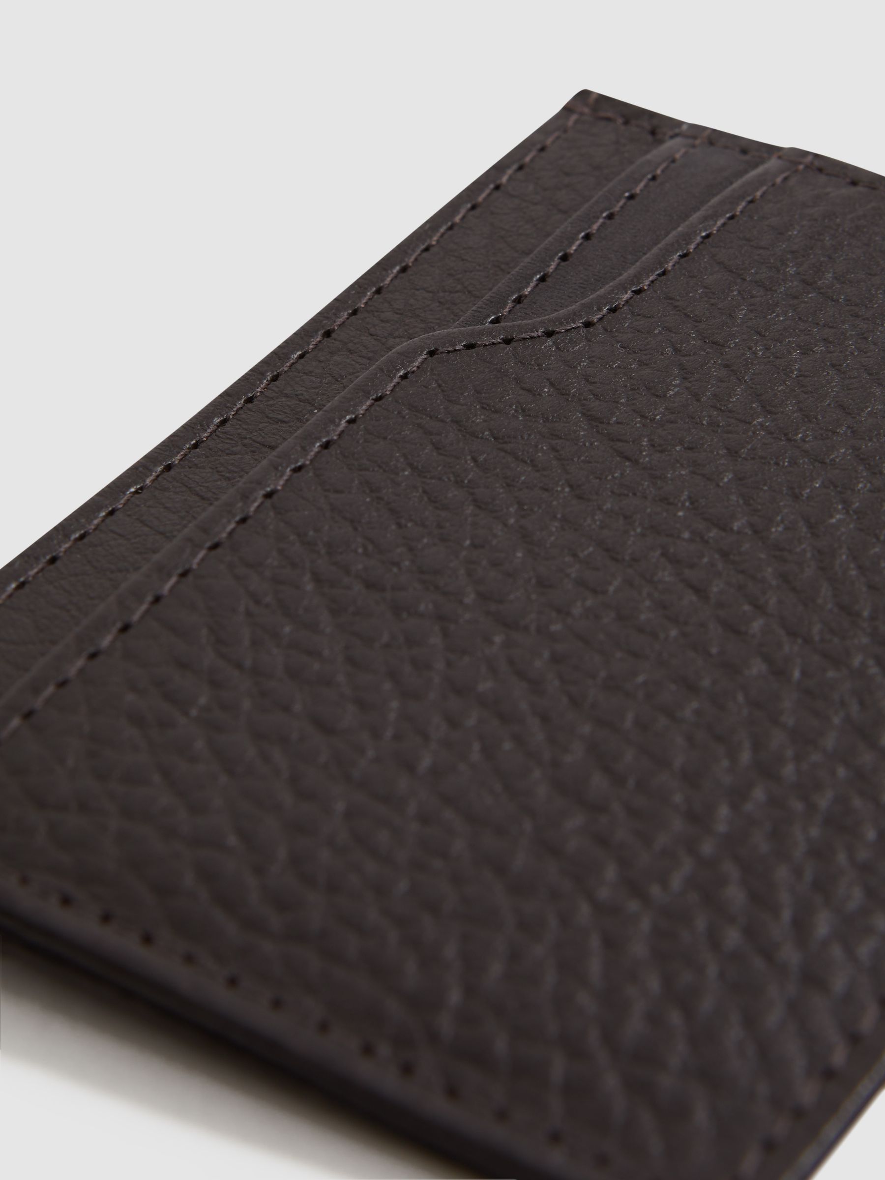 Leather Card Holder in Chocolate - Image 3 of 4
