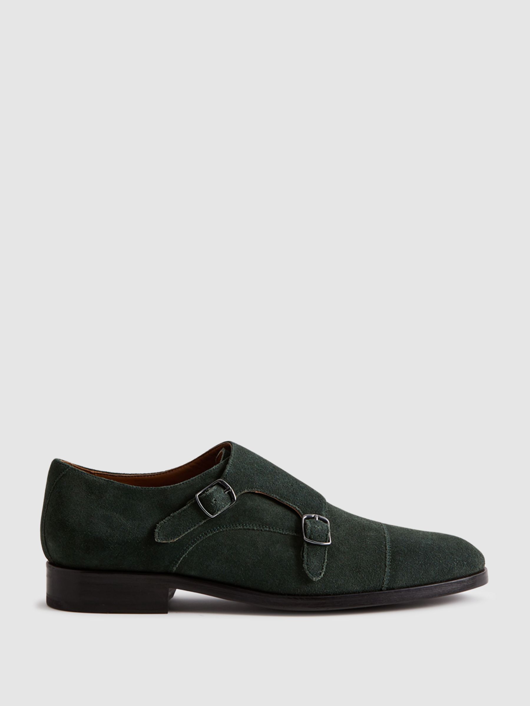Suede Double Monk Strap Shoes in Forest Green - Image 1 of 5