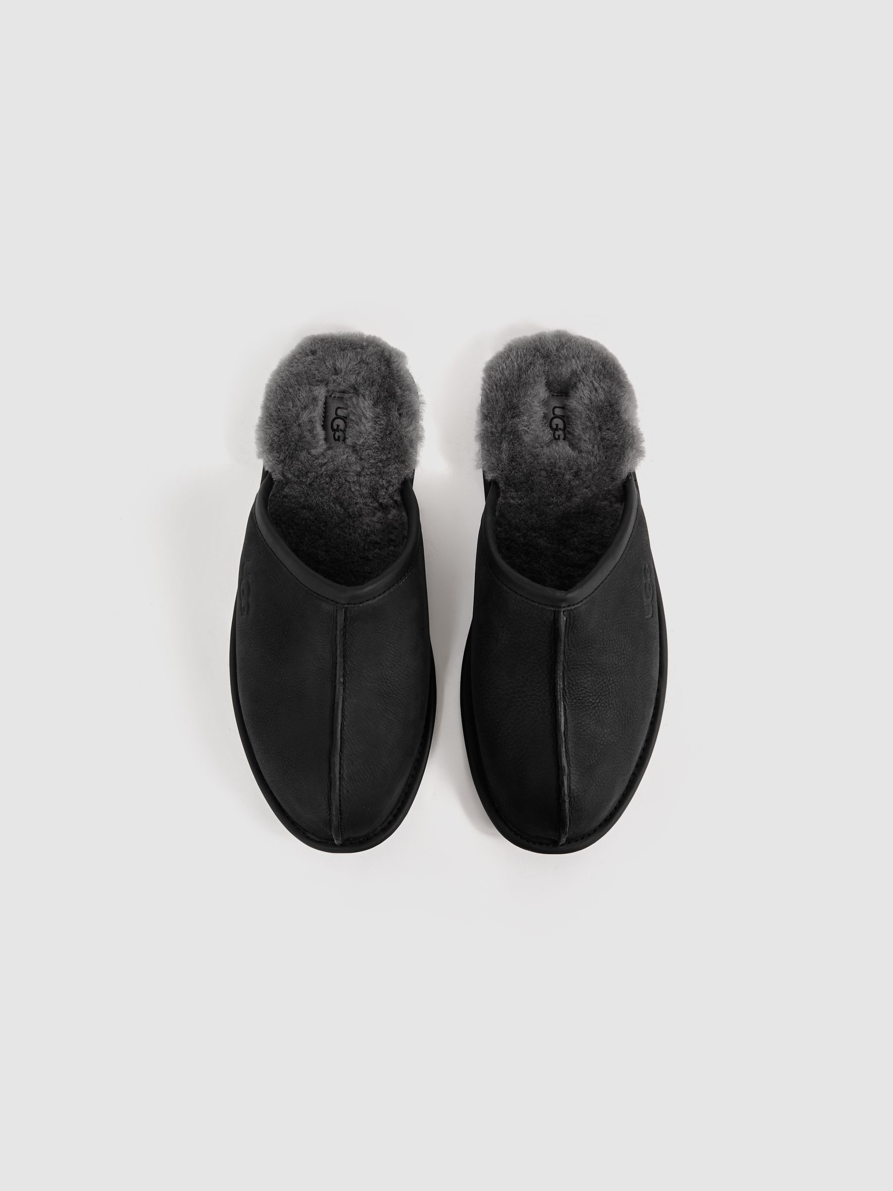 Grained Leather Slippers in Black - Image 3 of 5
