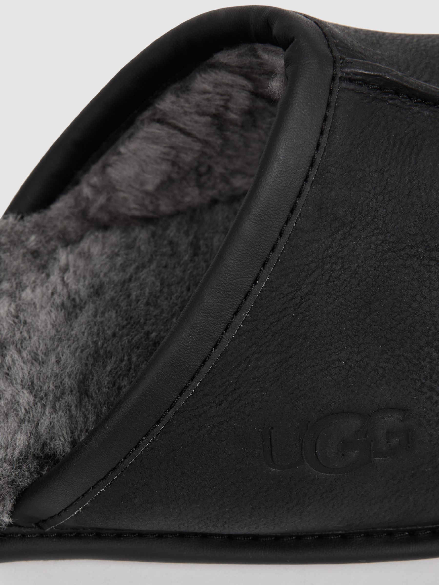 Grained Leather Slippers in Black - Image 5 of 5