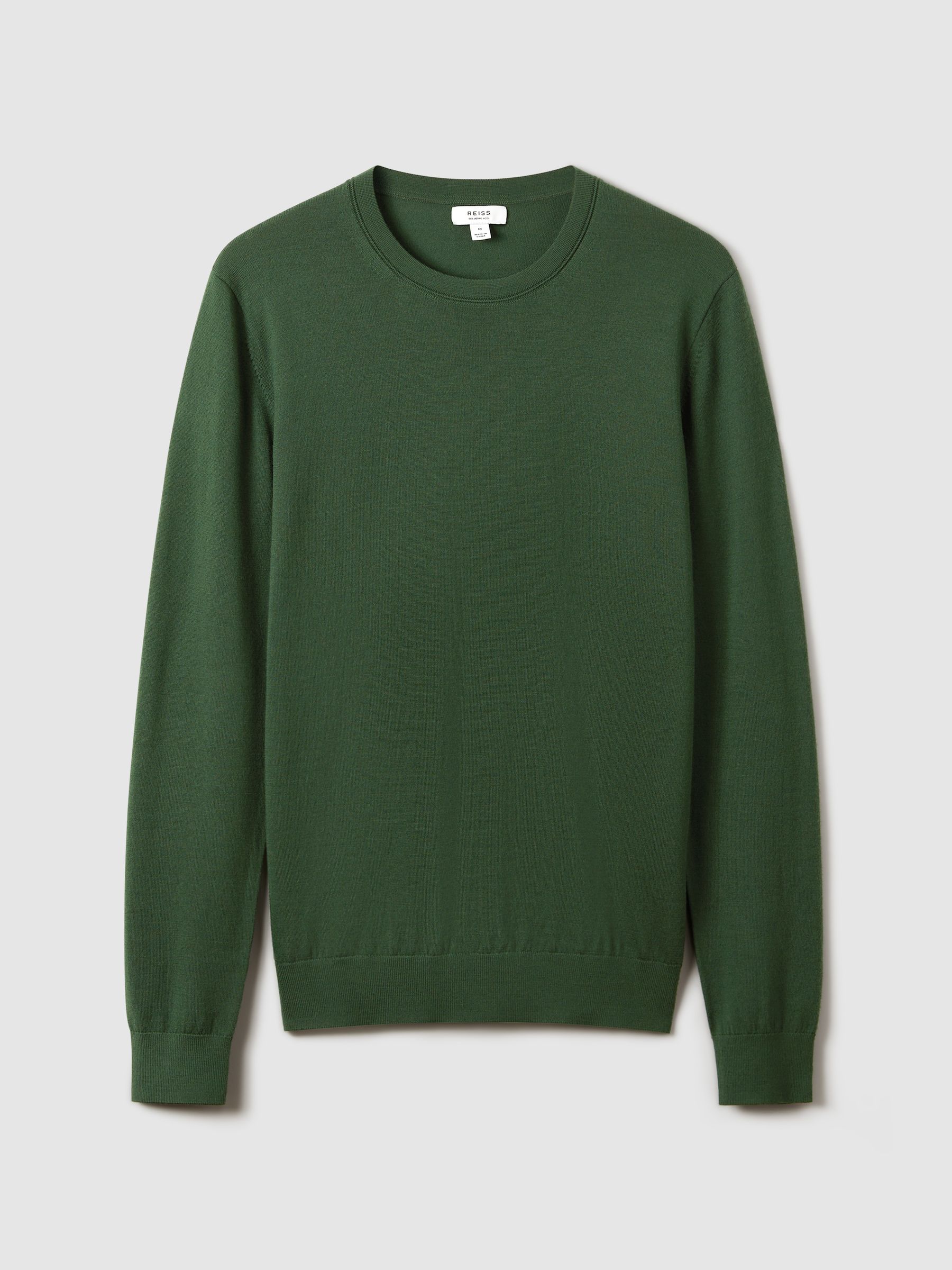 Merino Wool Crew Neck Jumper in Hunting Green - Image 2 of 6
