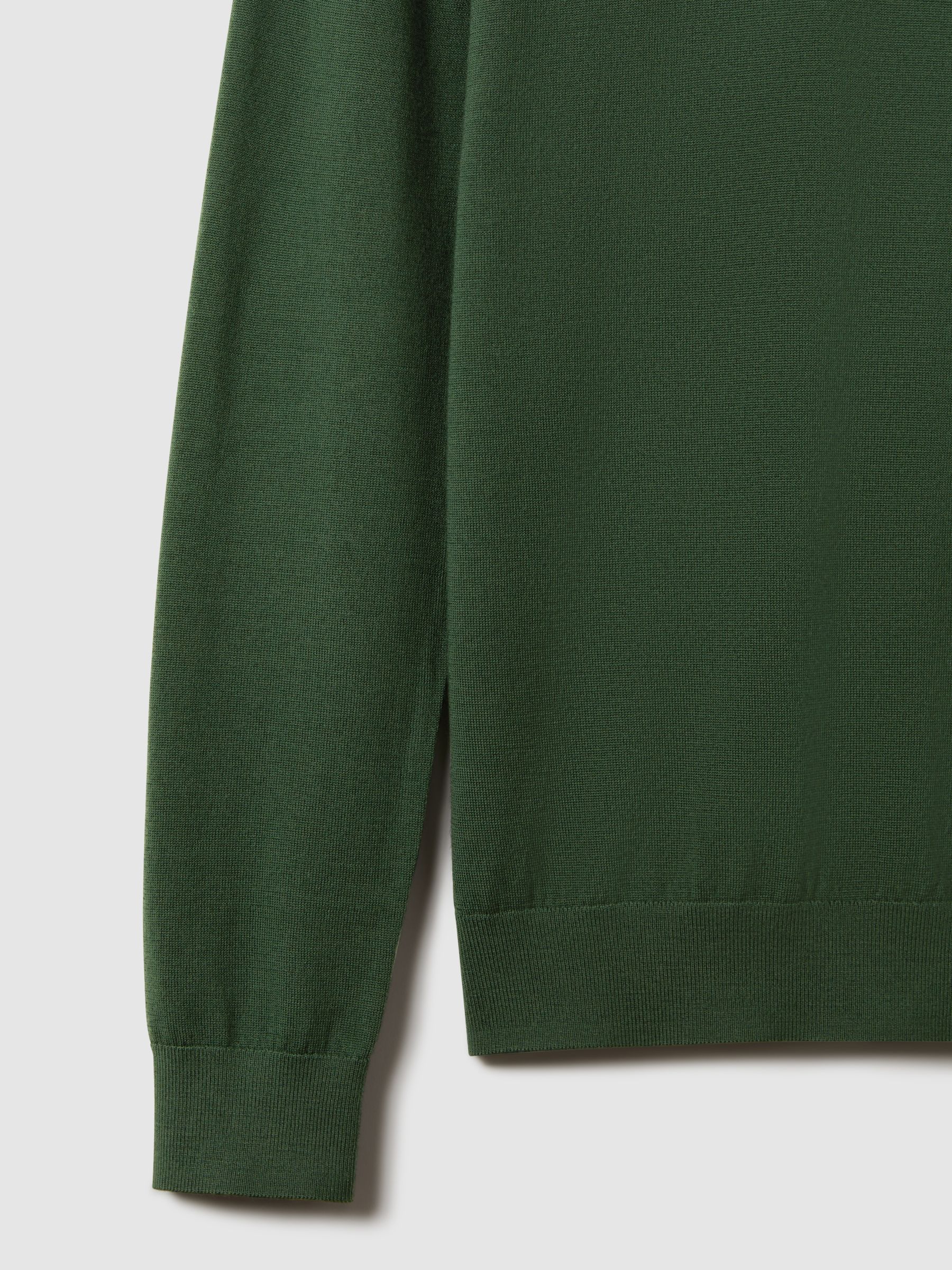 Merino Wool Crew Neck Jumper in Hunting Green - Image 6 of 6