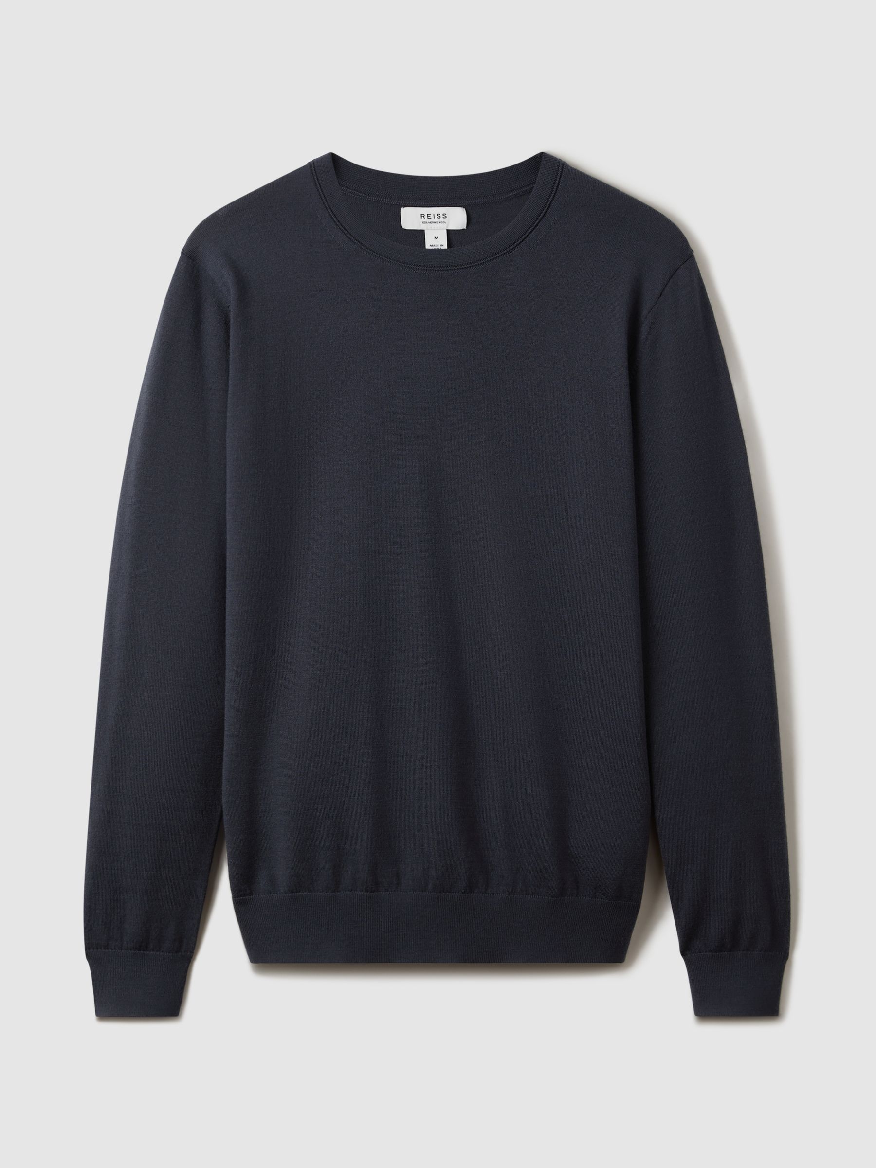 Merino Wool Crew Neck Jumper in Blue Smoke - Image 2 of 6