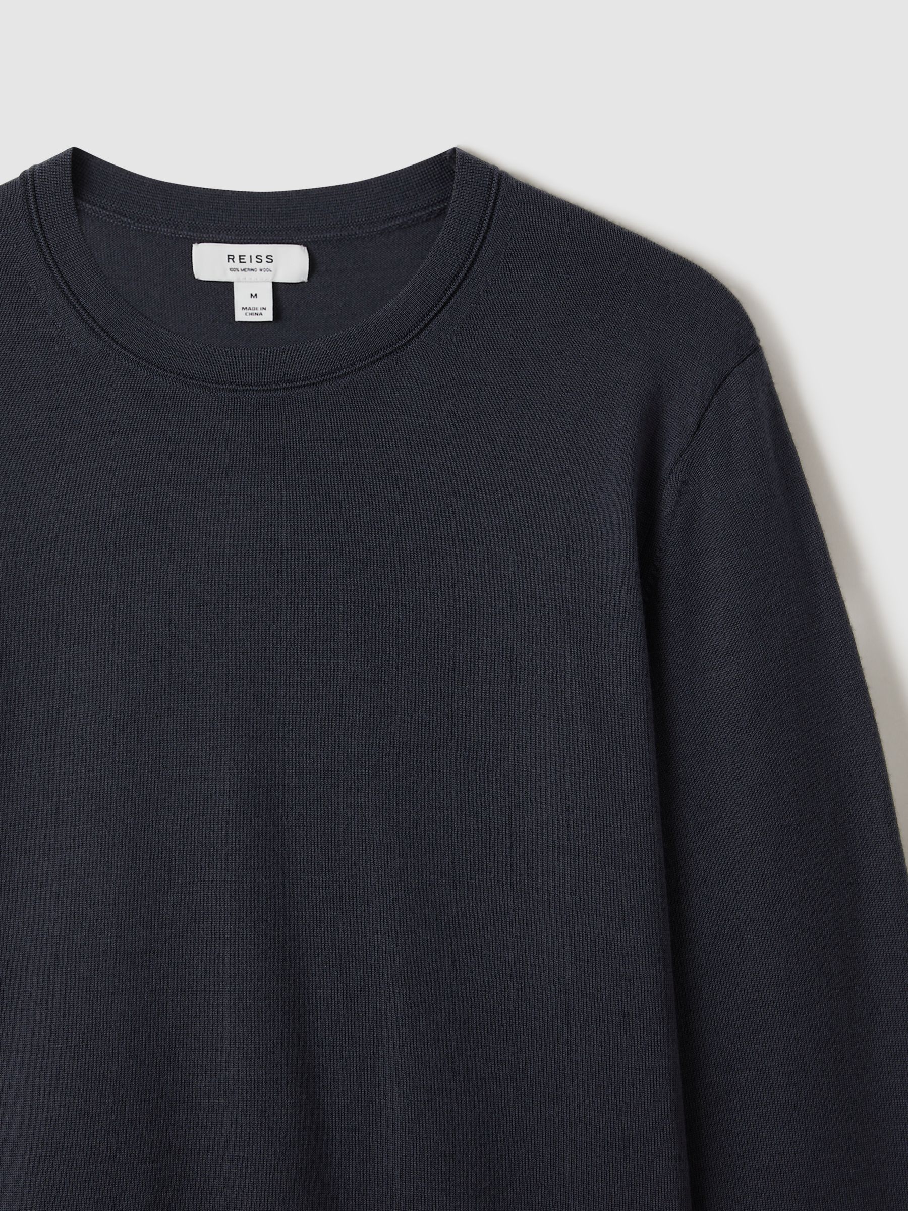 Merino Wool Crew Neck Jumper in Blue Smoke - Image 5 of 6