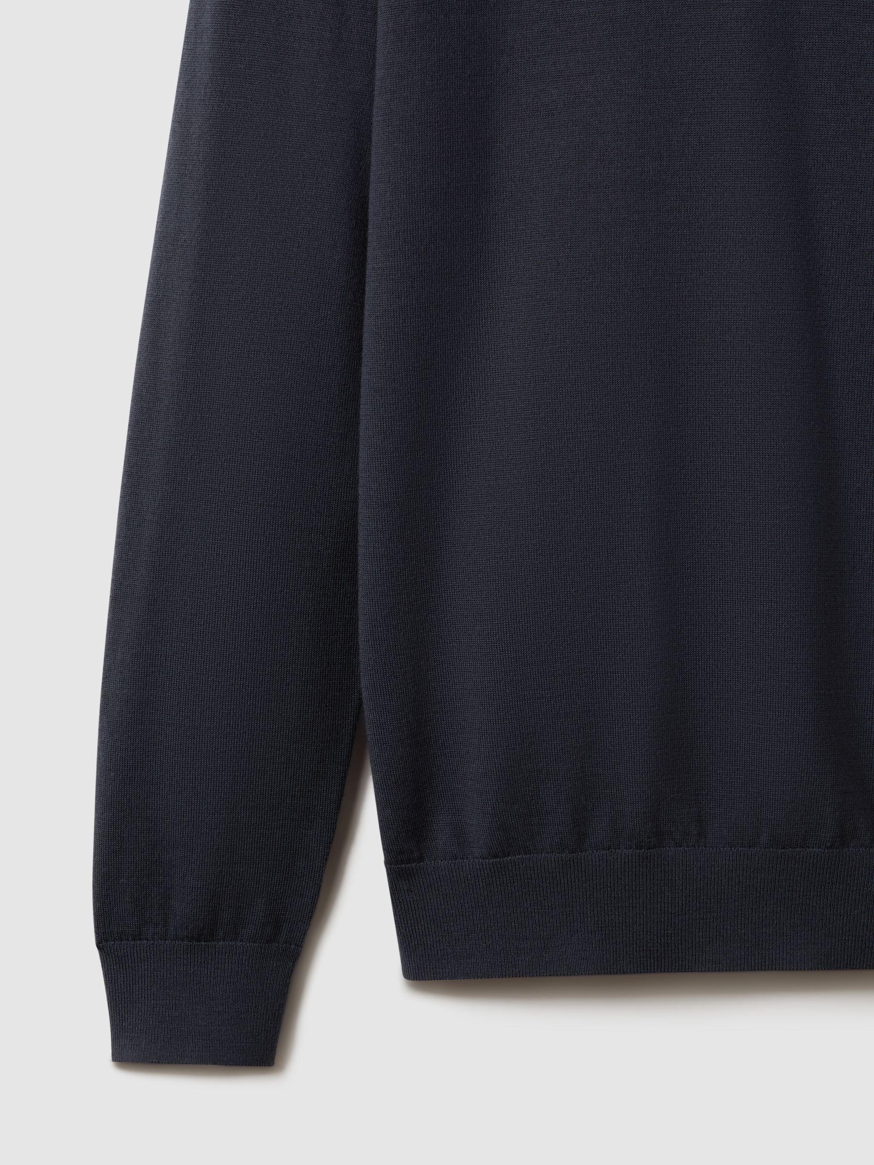 Merino Wool Crew Neck Jumper in Blue Smoke - Image 6 of 6