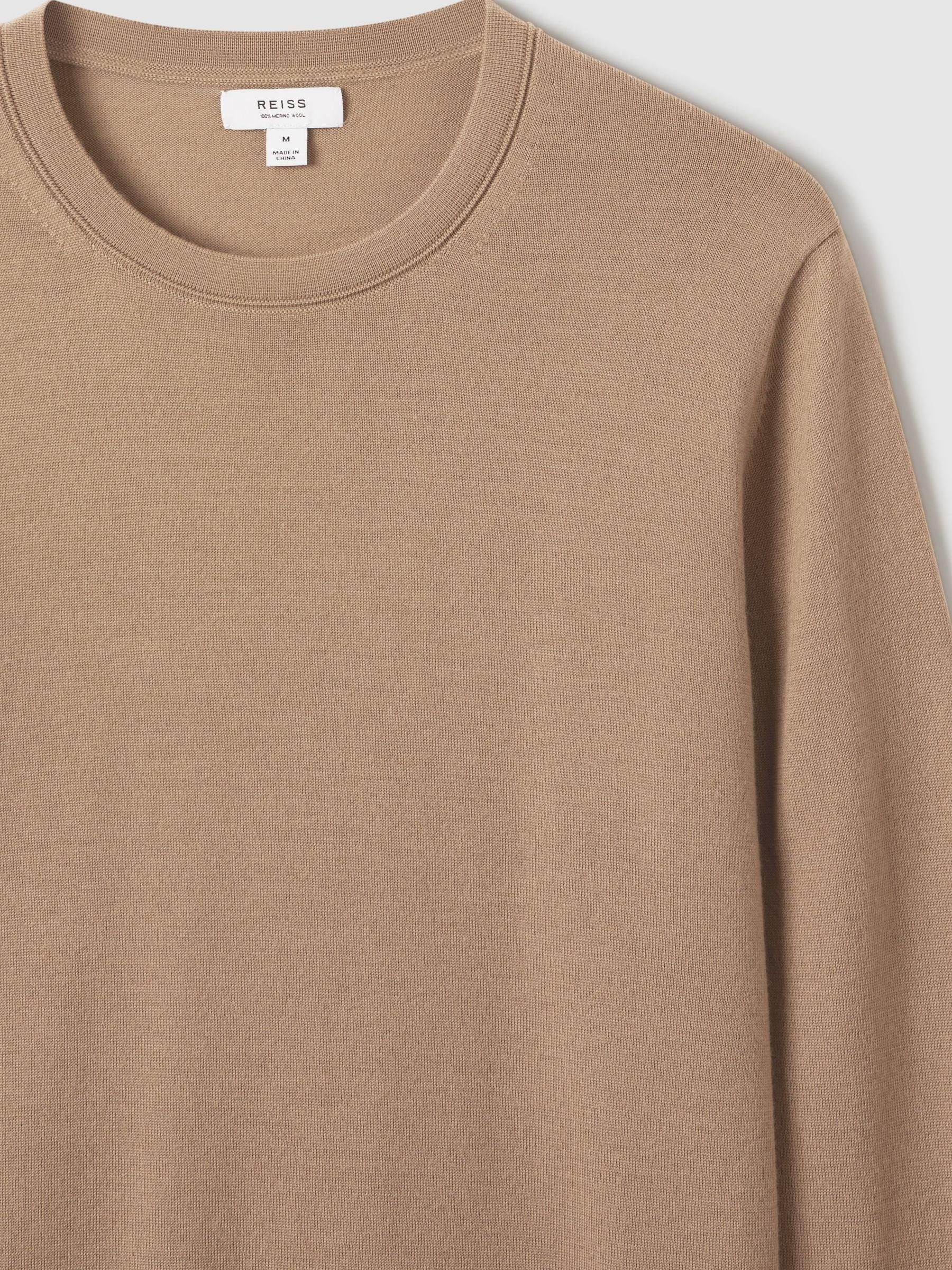 Merino Wool Crew Neck Jumper in Camel - Image 5 of 6
