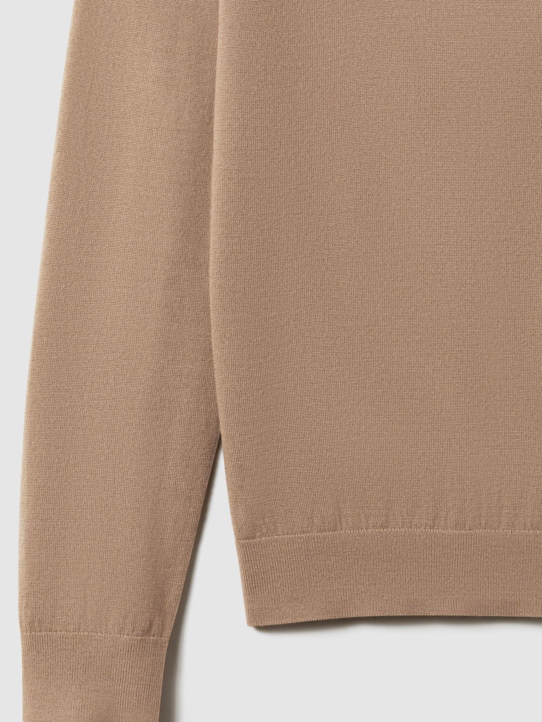 Merino Wool Crew Neck Jumper in Camel - Image 6 of 6