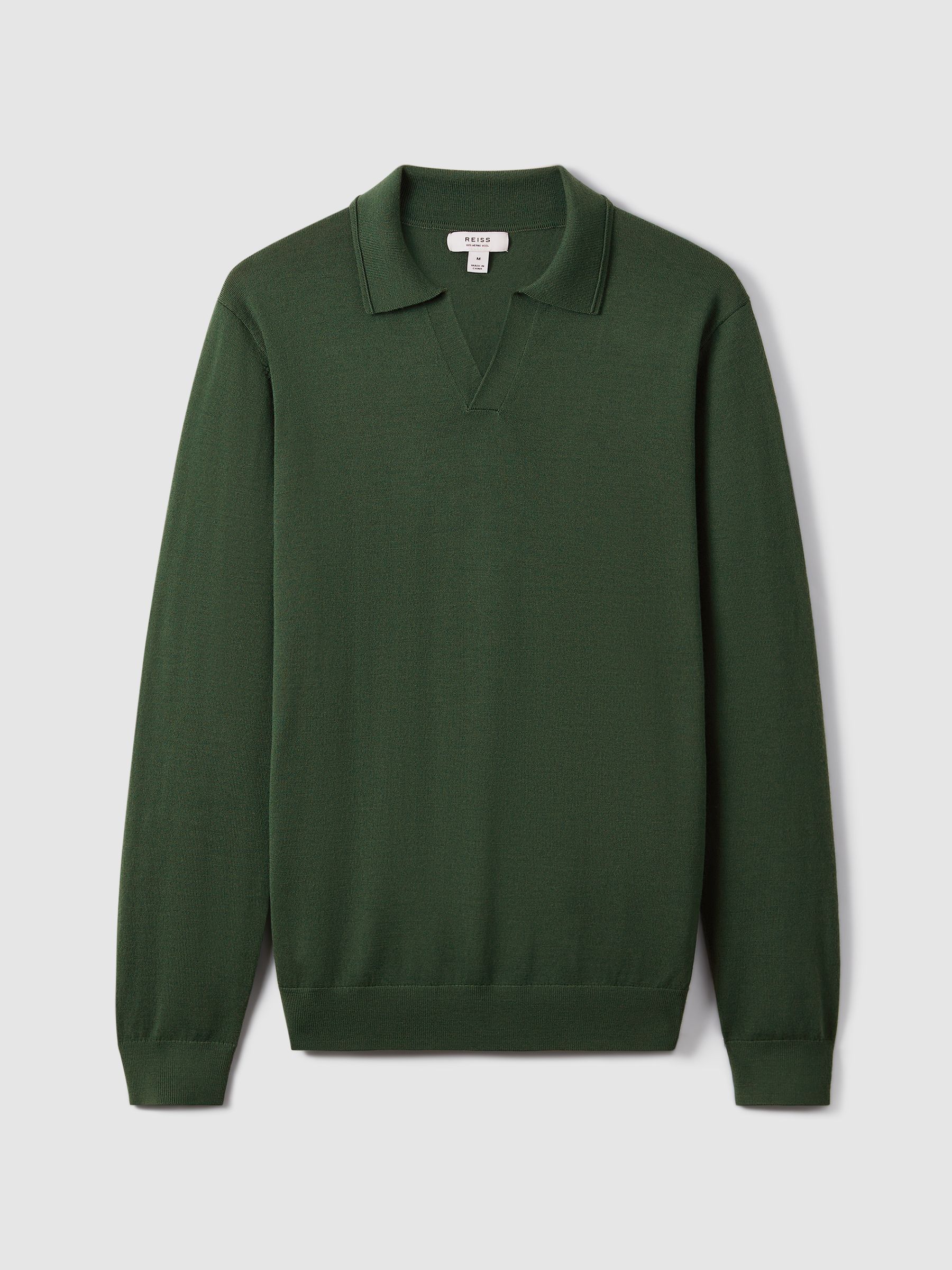Merino Wool Half-Zip Polo Shirt in Hunting Green - Image 2 of 7 Merino Wool Half-Zip Polo Shirt in Hunting Green - Image 2 of 7