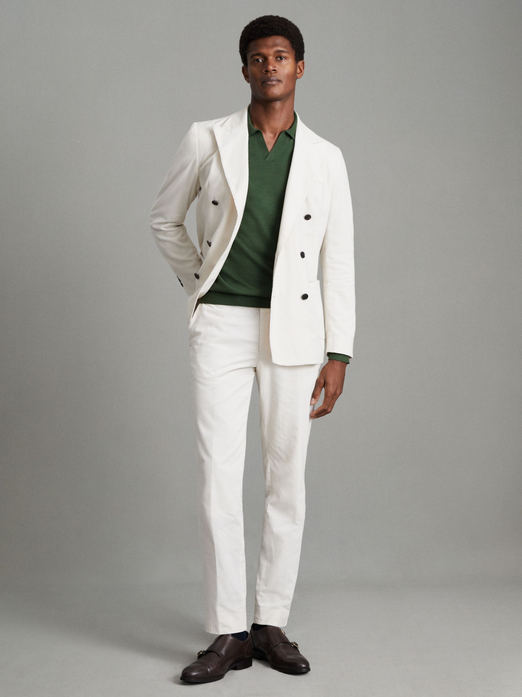 Merino Wool Half-Zip Polo Shirt in Hunting Green - Image 7 of 7