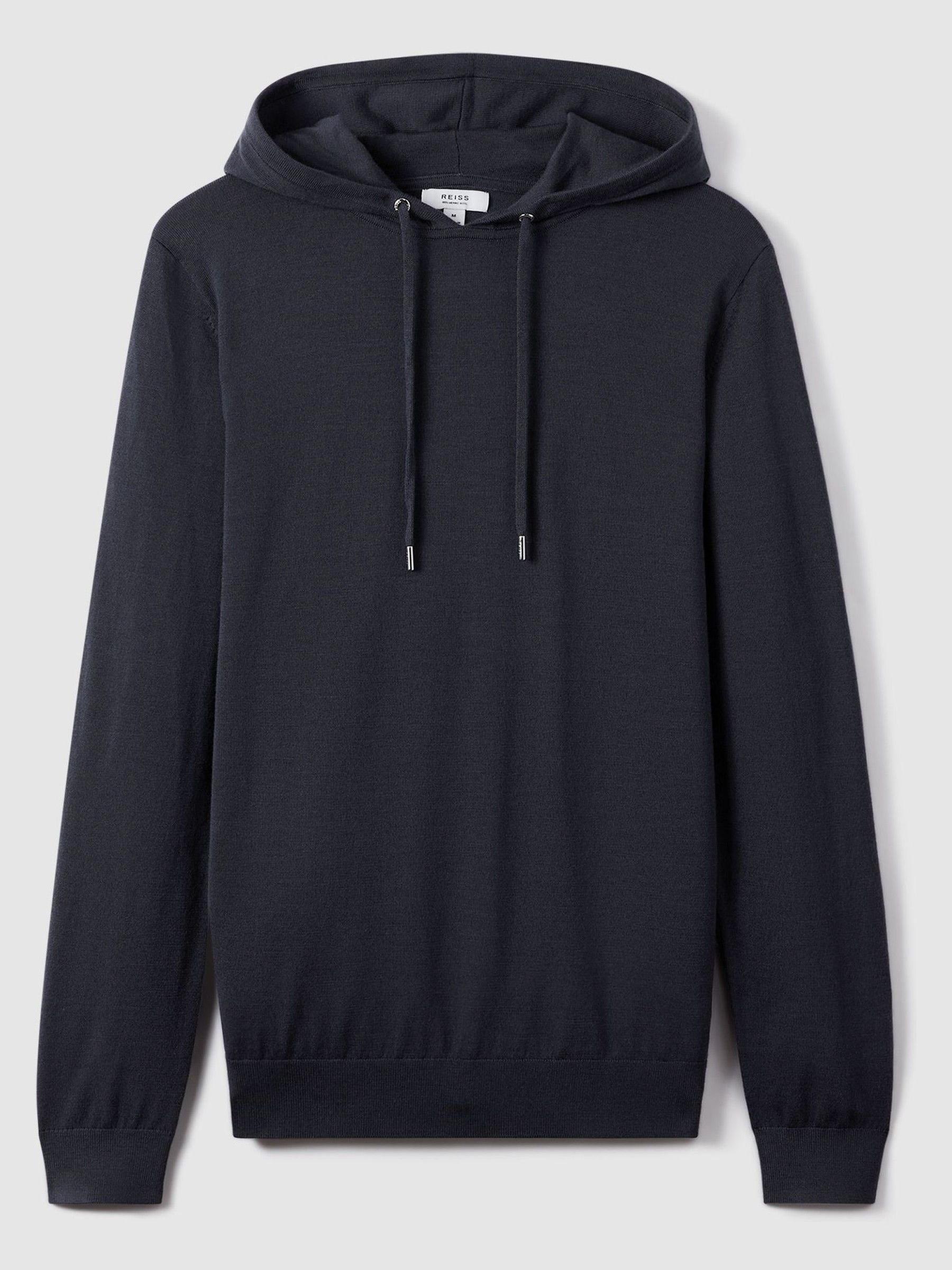 Merino Wool Drawstring Hoodie in Blue Smoke - Image 2 of 6