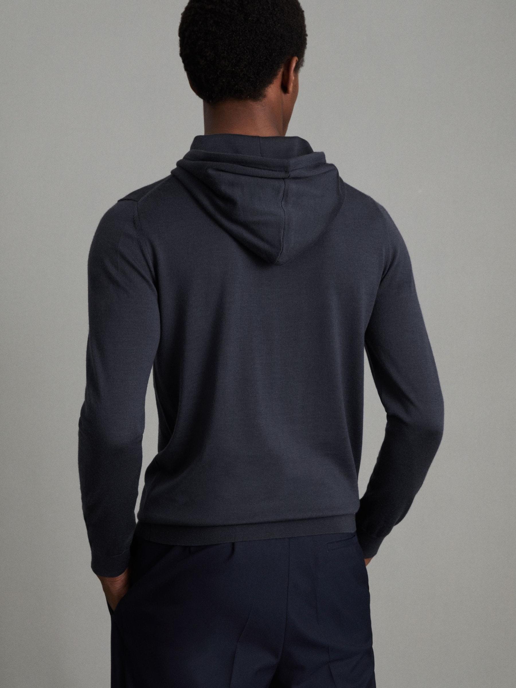 Merino Wool Drawstring Hoodie in Blue Smoke - Image 4 of 6