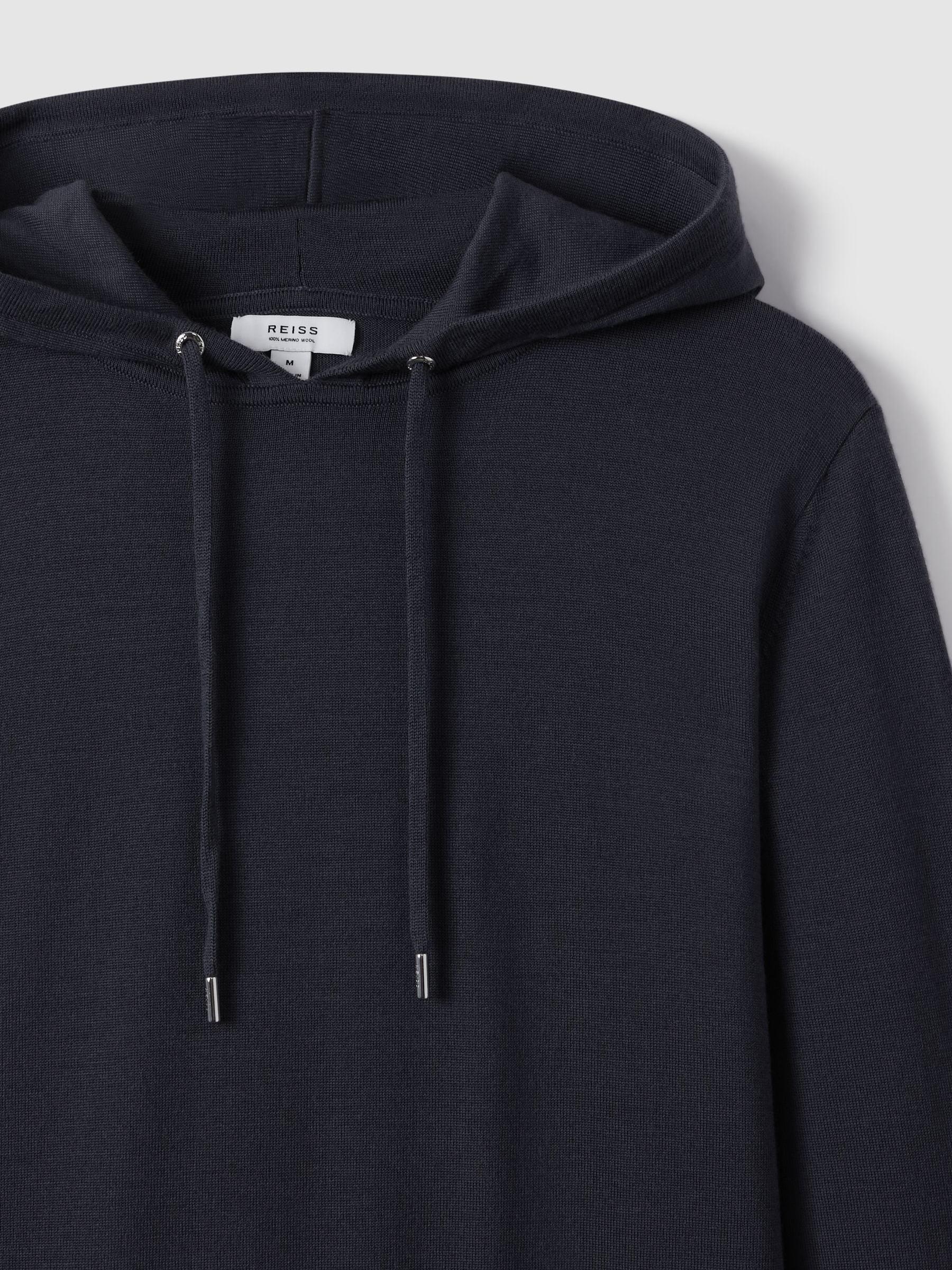 Merino Wool Drawstring Hoodie in Blue Smoke - Image 5 of 6