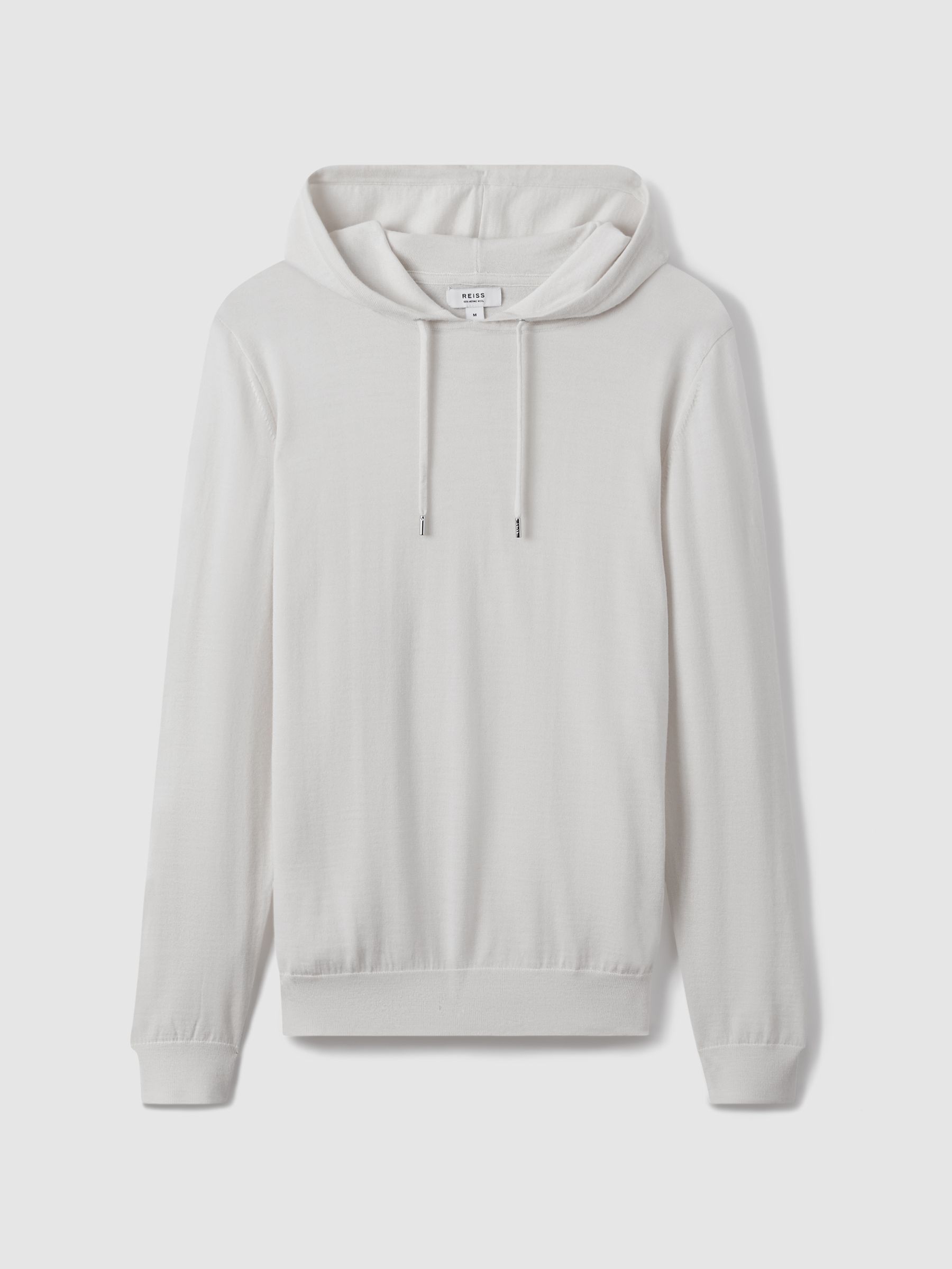 Merino Wool Drawstring Hoodie in Snow - Image 2 of 7