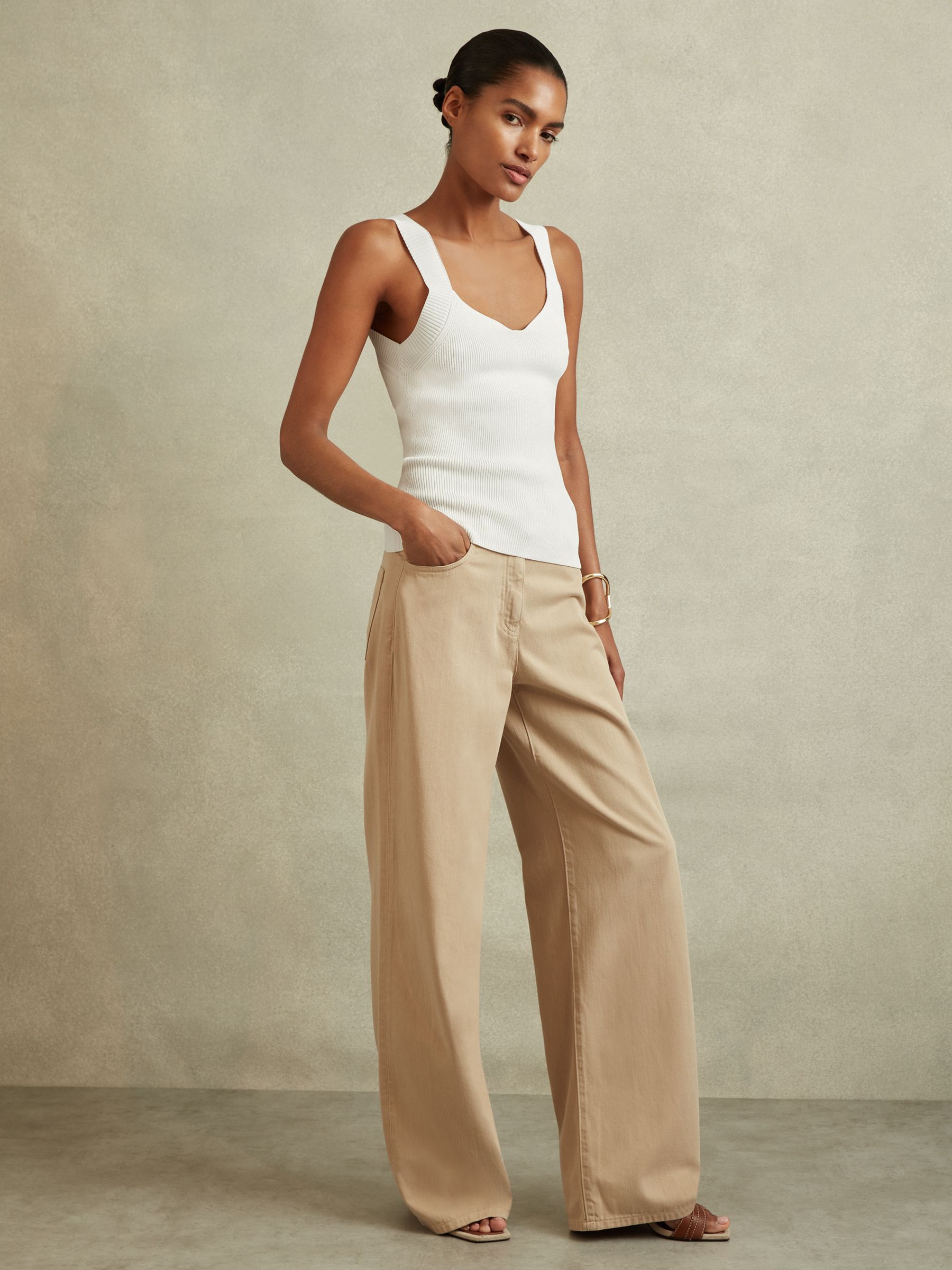 Sweetheart Neck Top in White - Image 1 of 4