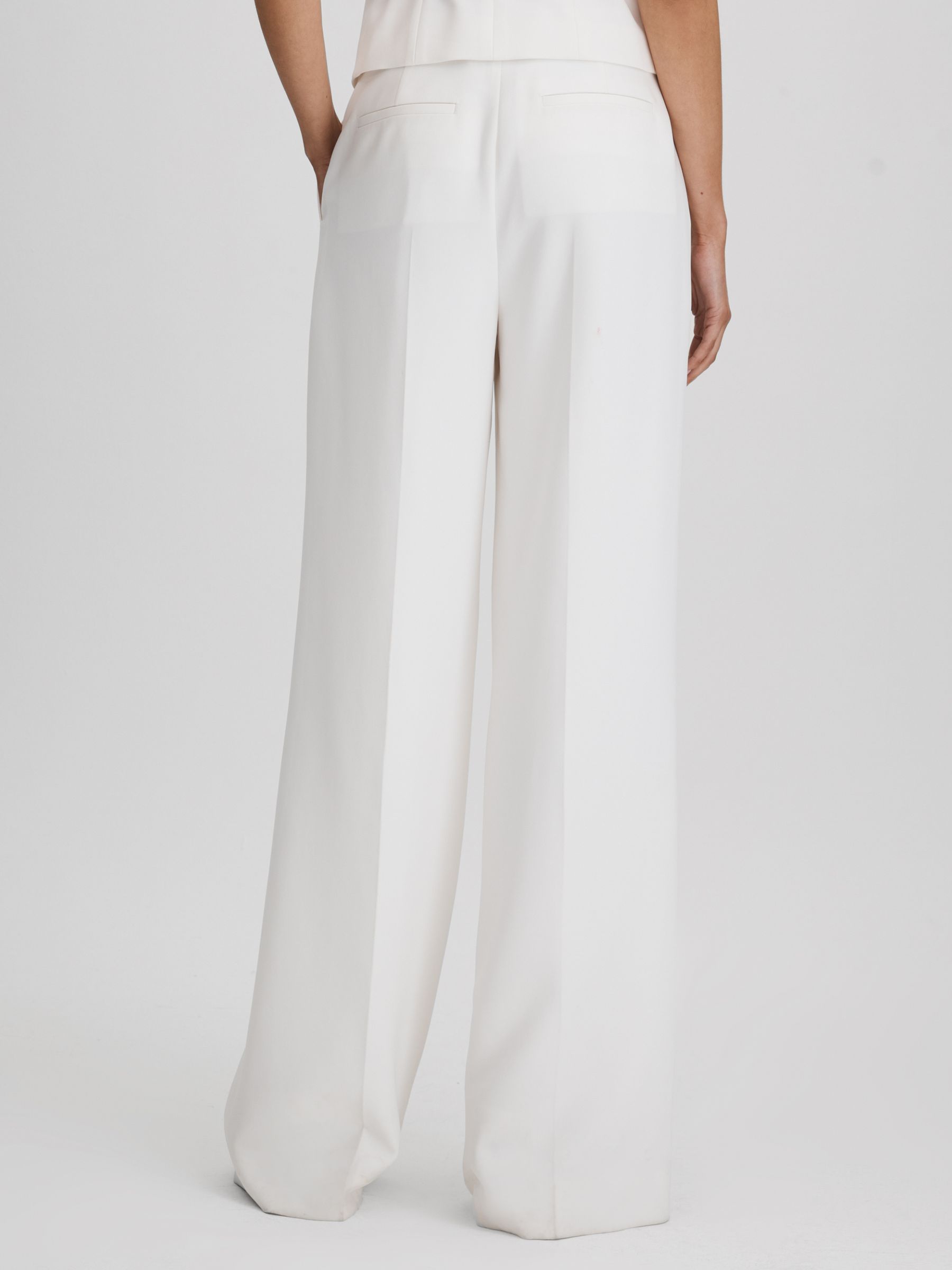 Crepe Wide Leg Suit Trousers in White - Image 6 of 7
