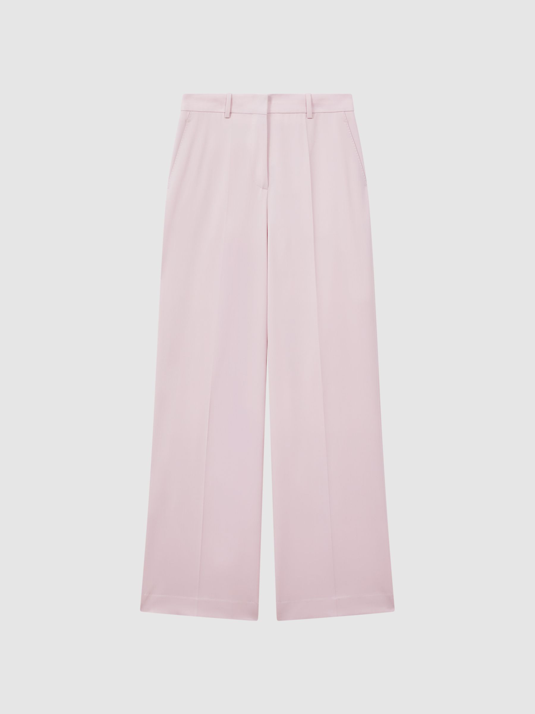 Wool Blend Mid Rise Wide Leg Trousers in Pink - Image 2 of 5