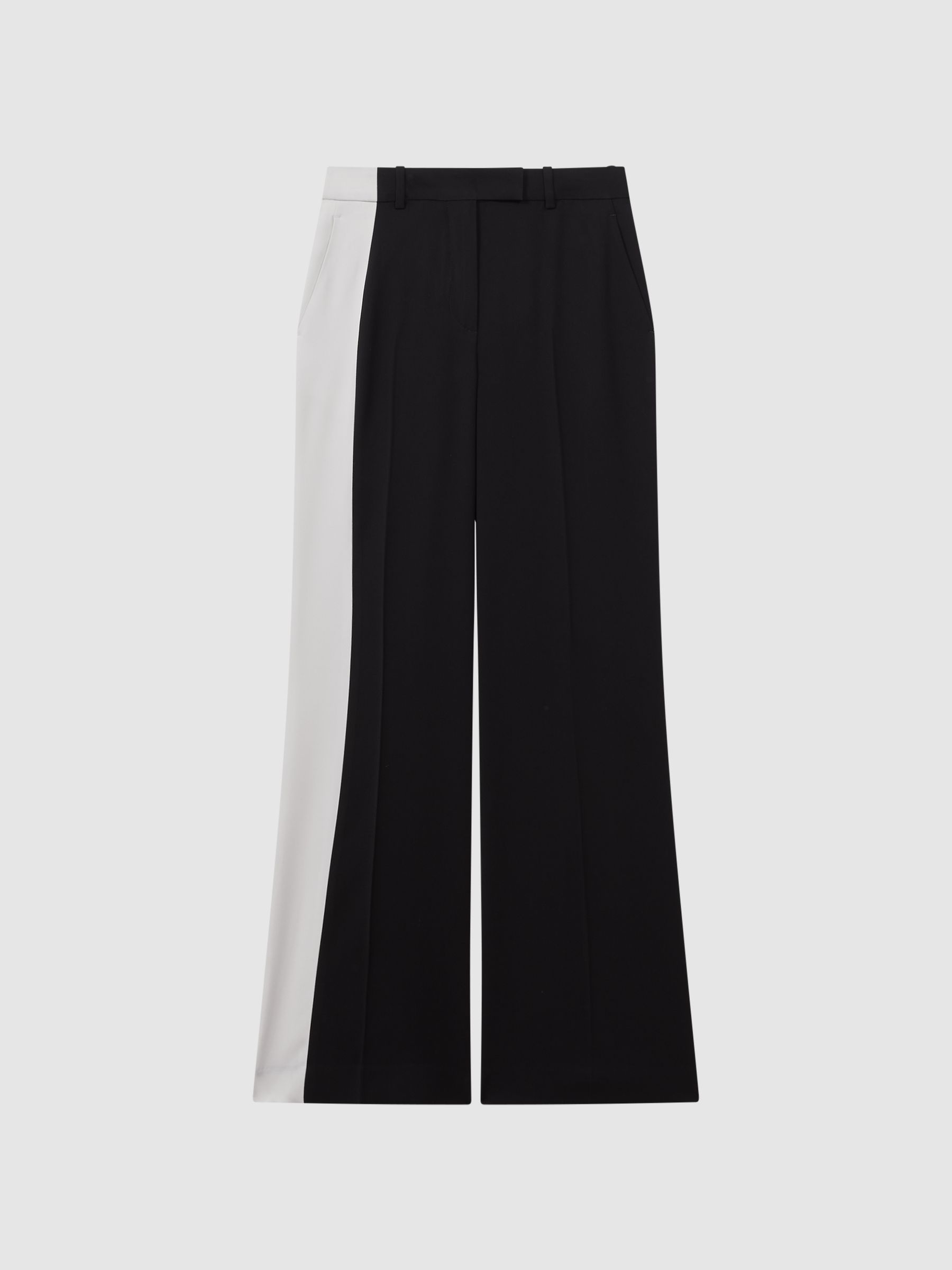 Petite Contrast Side Wide Leg Trousers in Black - Image 2 of 6