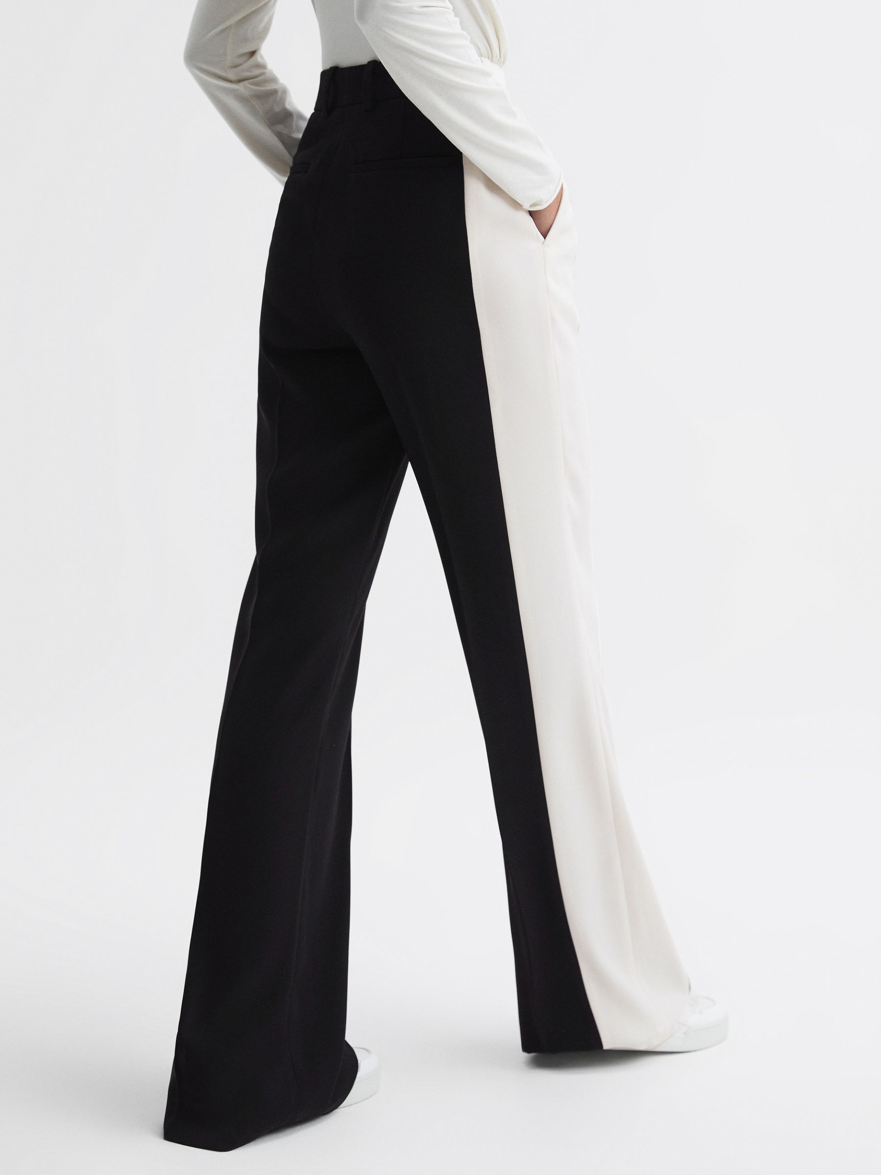 Petite Contrast Side Wide Leg Trousers in Black - Image 5 of 6