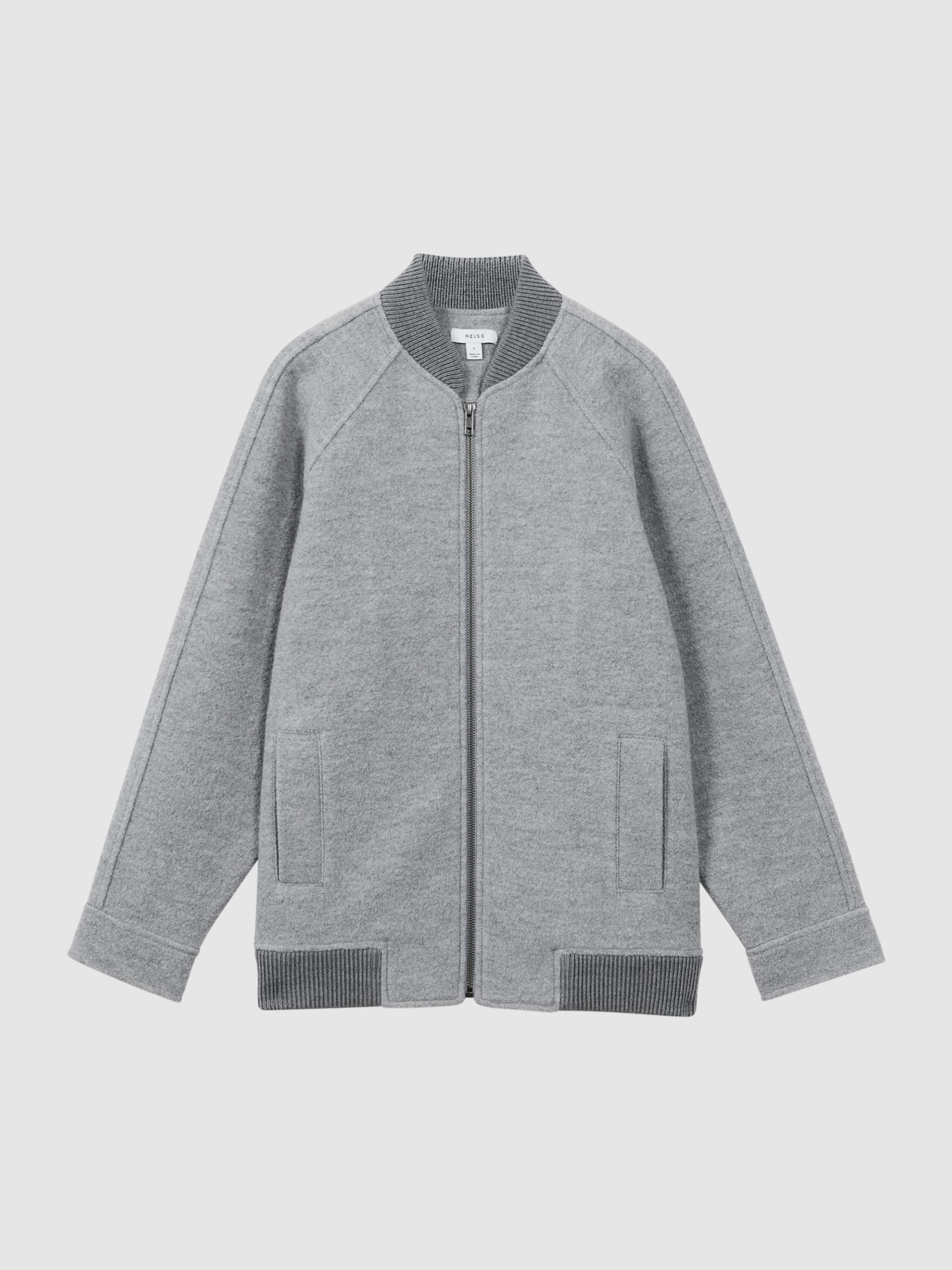 Wool Bomber Jacket in Charcoal - Image 2 of 8