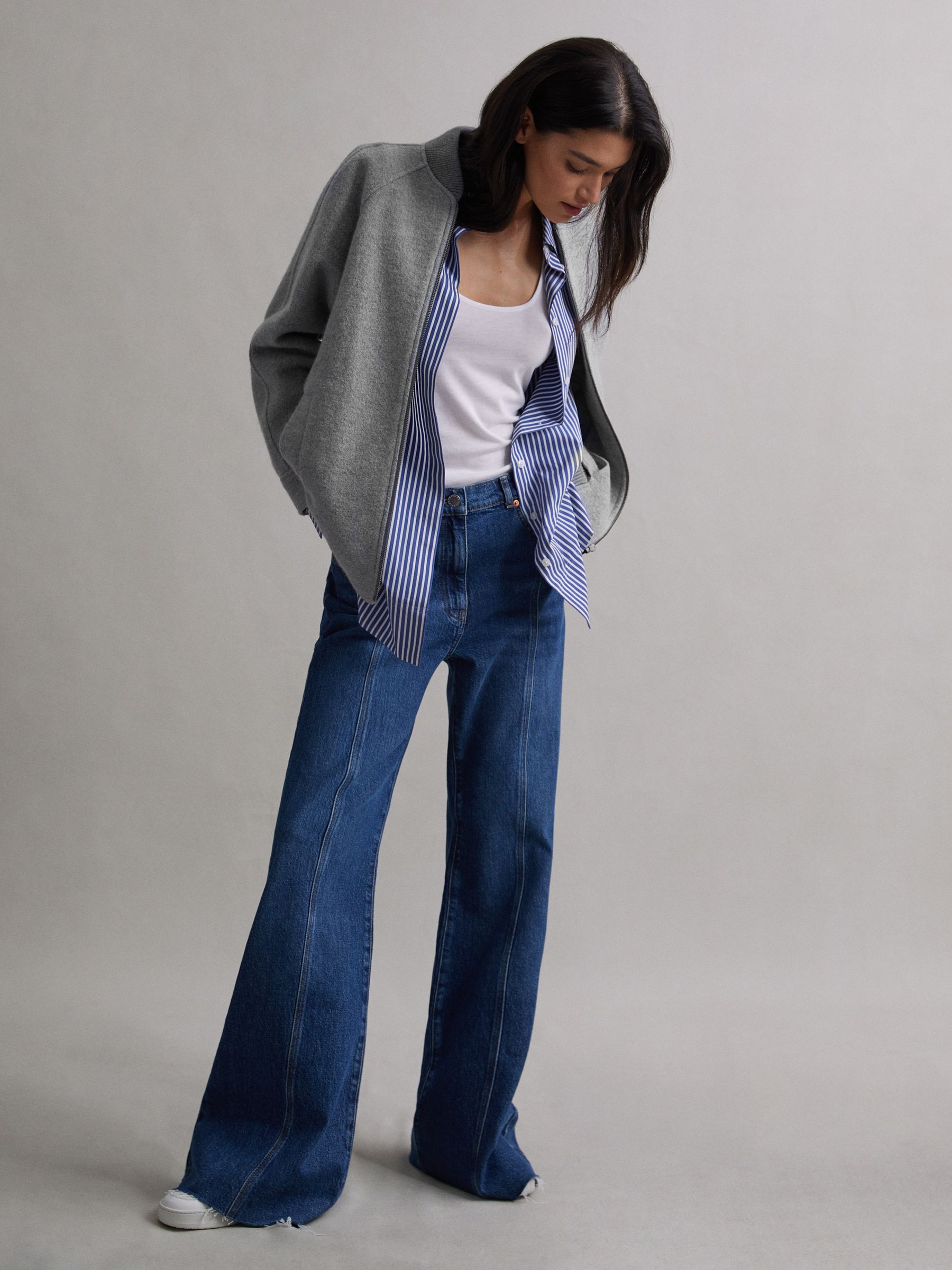 Wool Bomber Jacket in Charcoal - Image 6 of 8