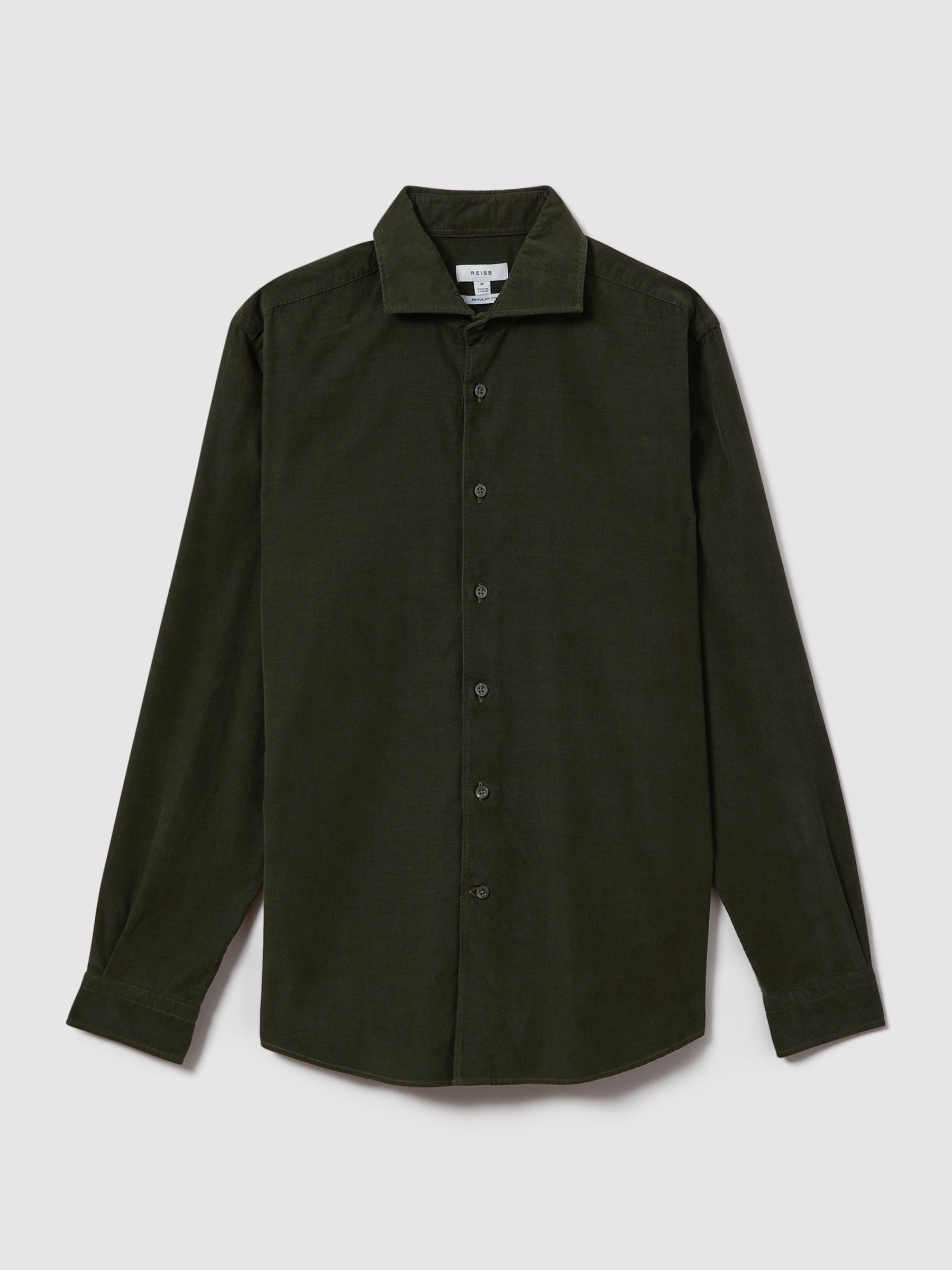 Corduroy Cutaway Collar Shirt in Khaki - Image 2 of 6