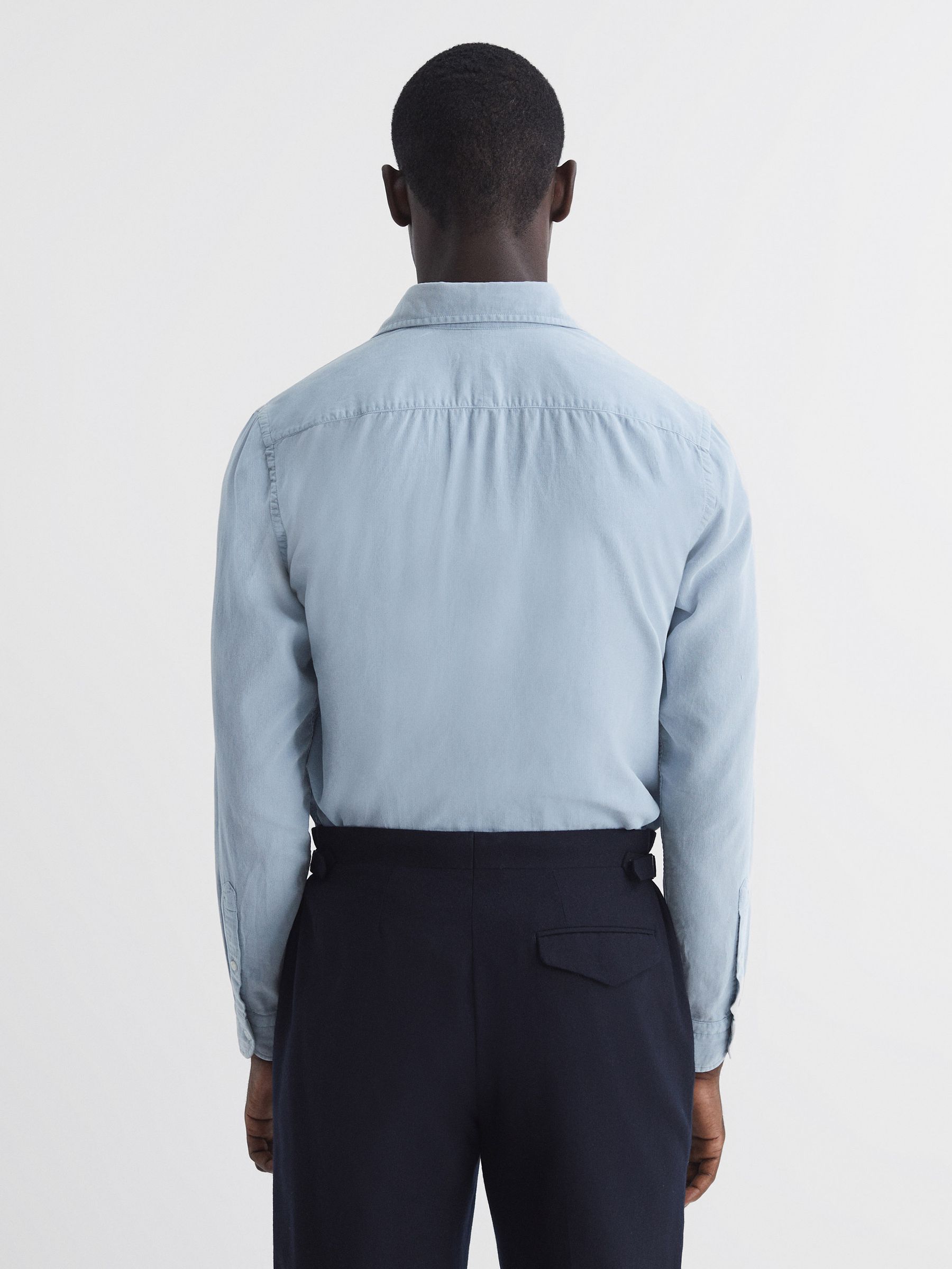 Corduroy Cutaway Collar Shirt in Soft Blue - Image 5 of 6