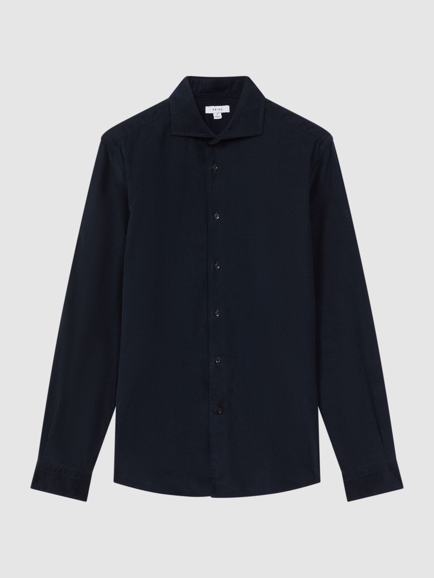 Corduroy Cutaway Collar Shirt in Navy - Image 2 of 6