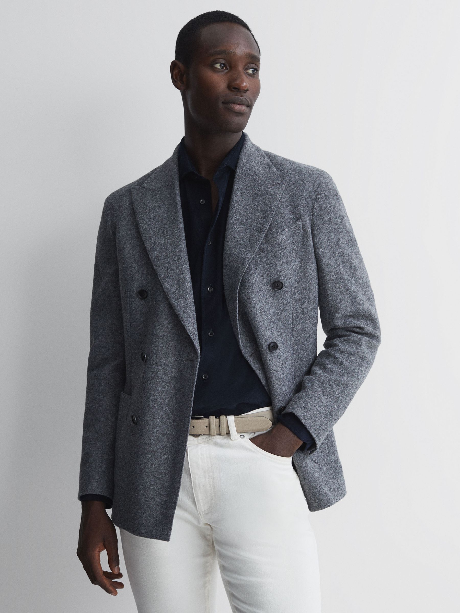 Corduroy Cutaway Collar Shirt in Navy - Image 5 of 6
