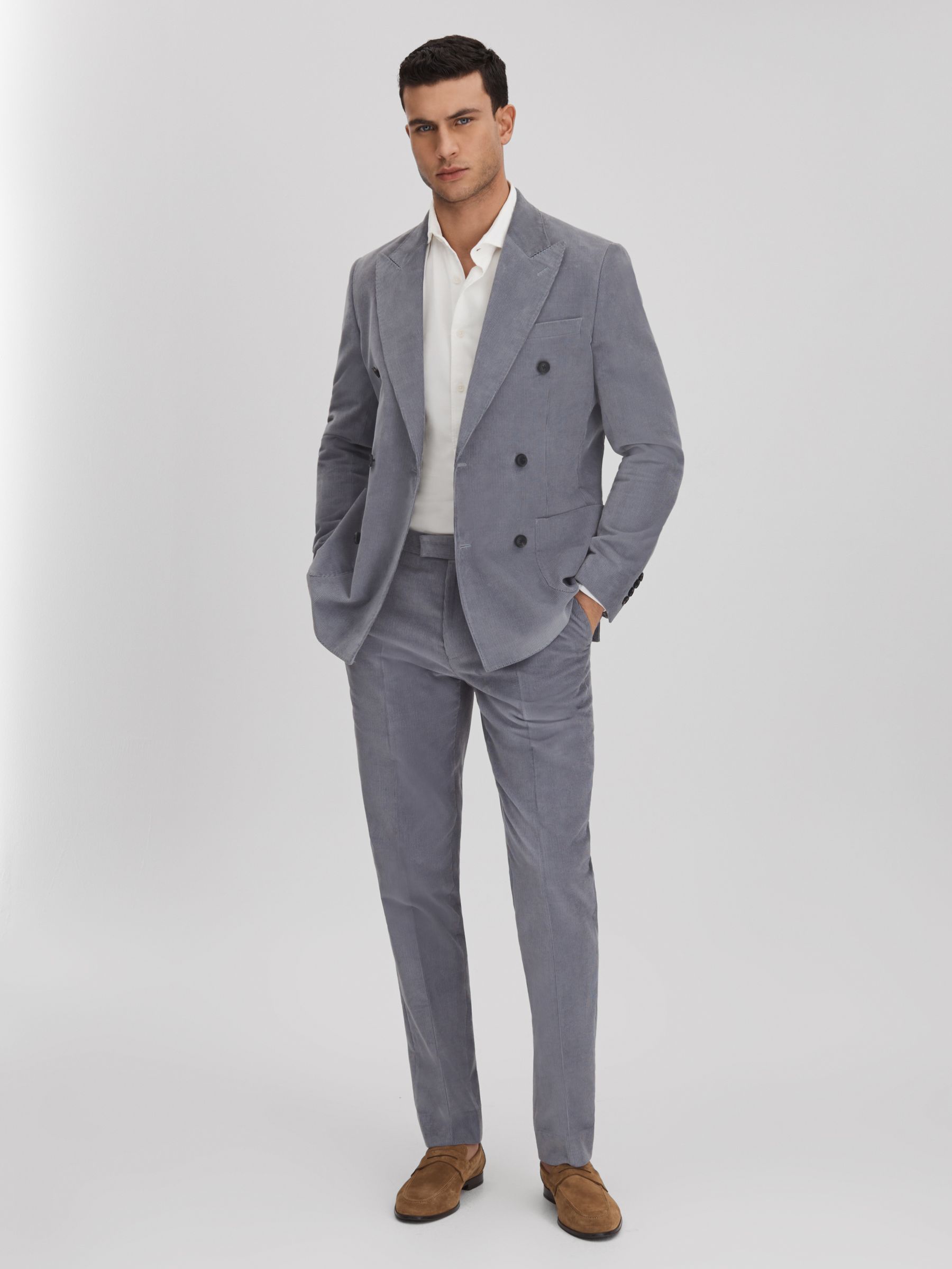 Corduroy Cutaway Collar Shirt in Off White - Image 3 of 6