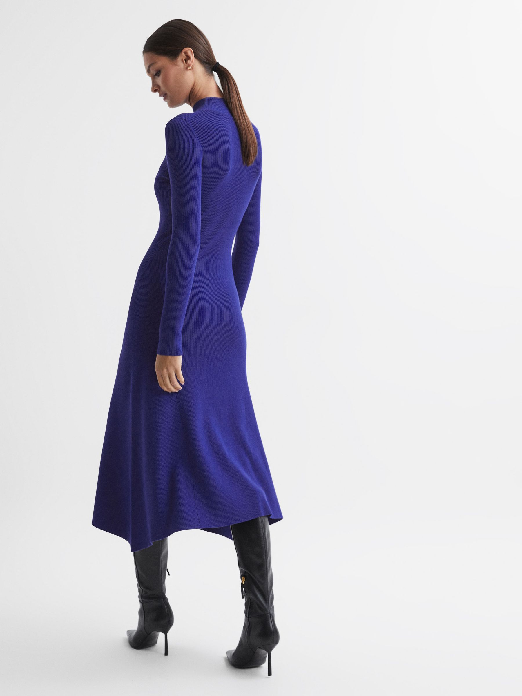 Knitted Bodycon Midi Dress in Blue - image 5