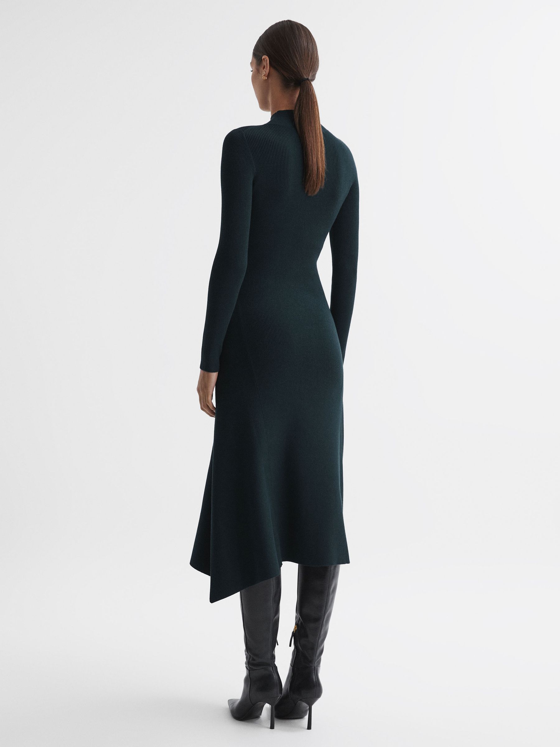 Knitted Bodycon Midi Dress in Teal - Image 5 of 6