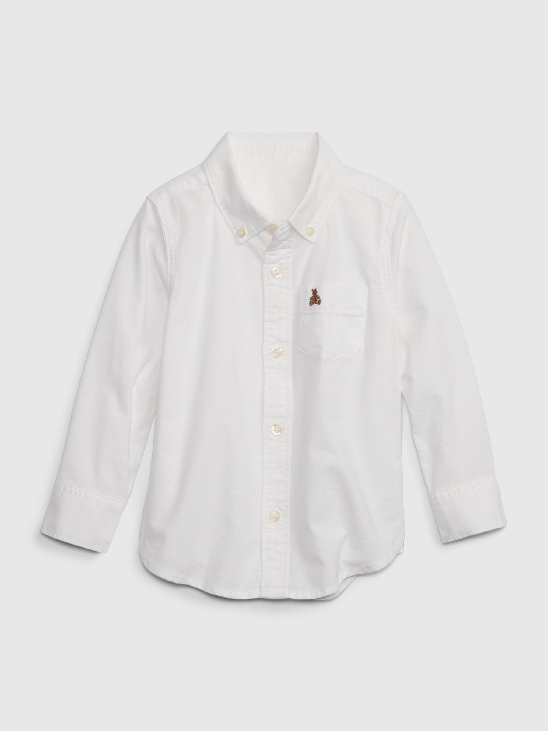White Organic Cotton Long Sleeve Oxford Shirt (6mths-5yrs) - Image 2 of 4