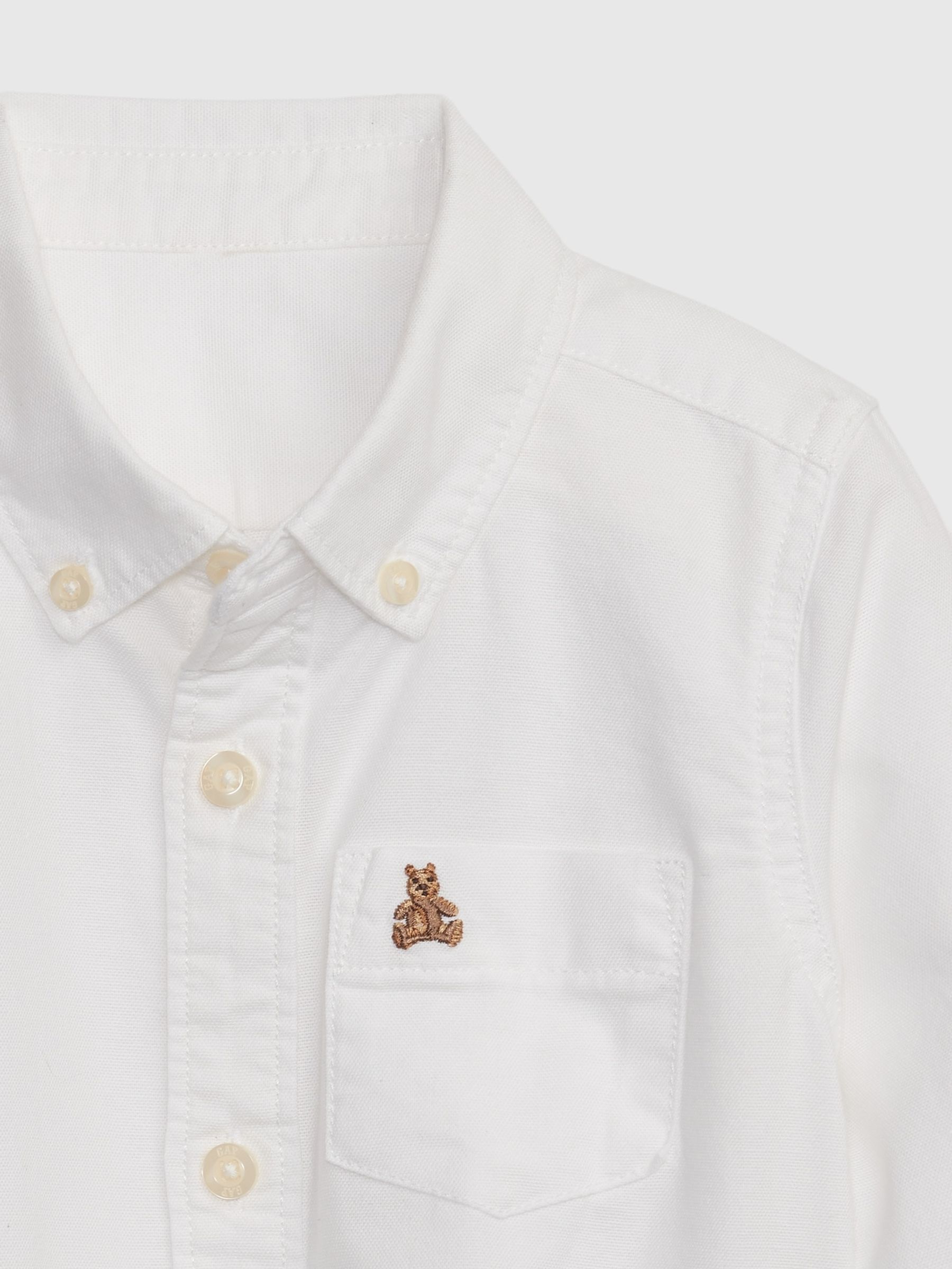 White Organic Cotton Long Sleeve Oxford Shirt (6mths-5yrs) - Image 4 of 4