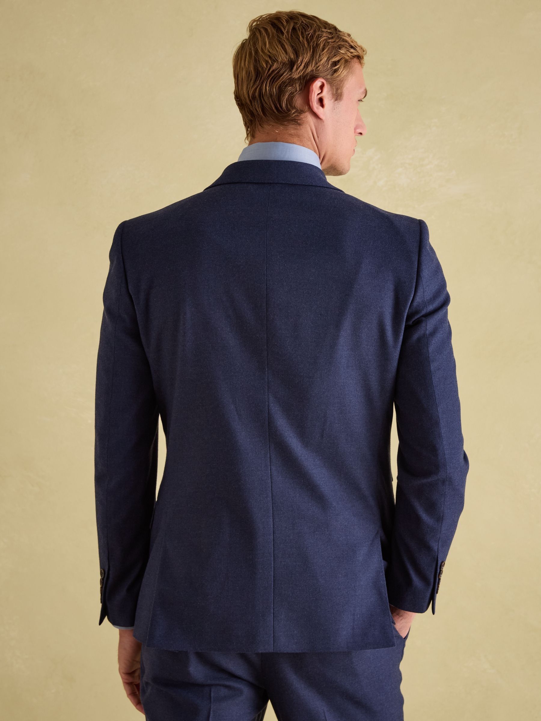 Blue Slim Fit Flannel Suit Jacket - Image 2 of 9