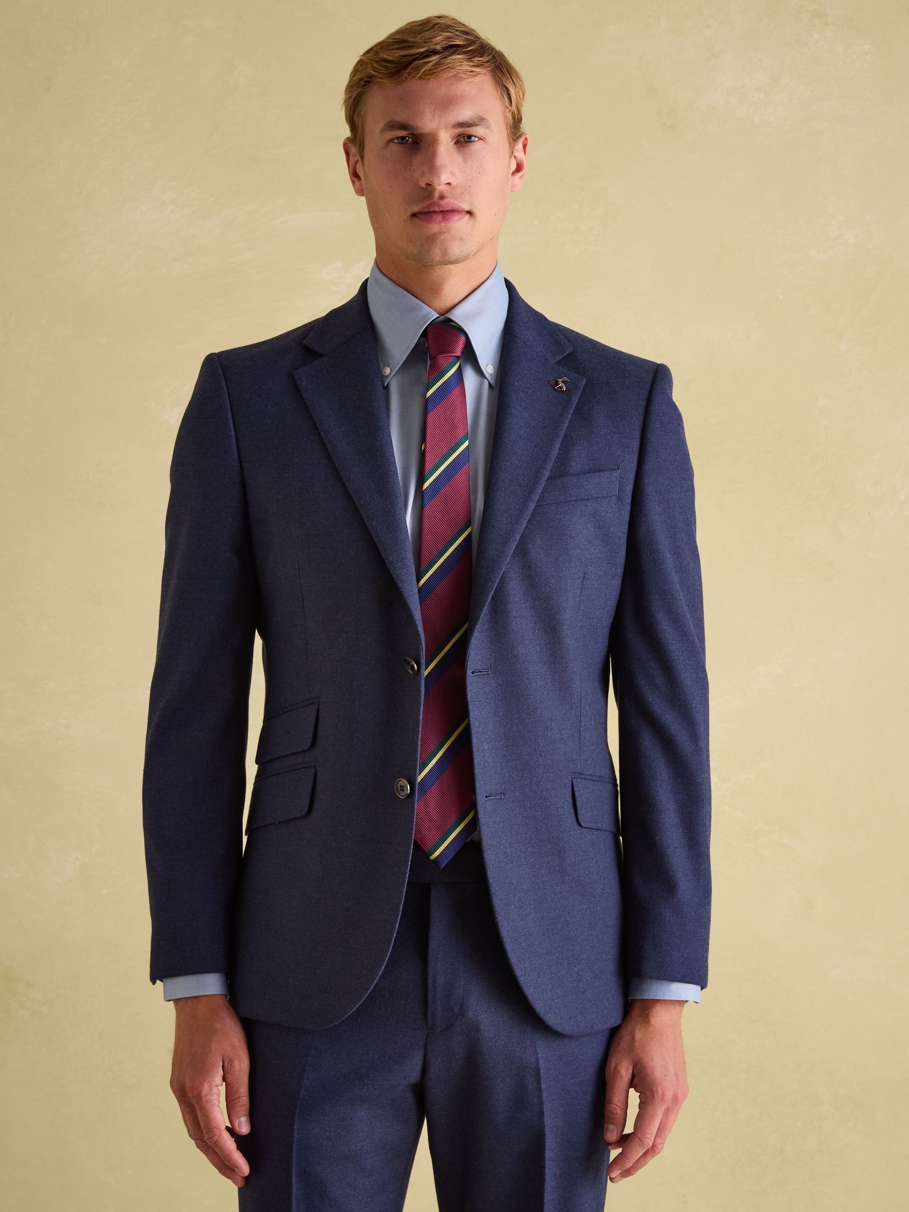 Blue Slim Fit Flannel Suit Jacket - Image 3 of 9