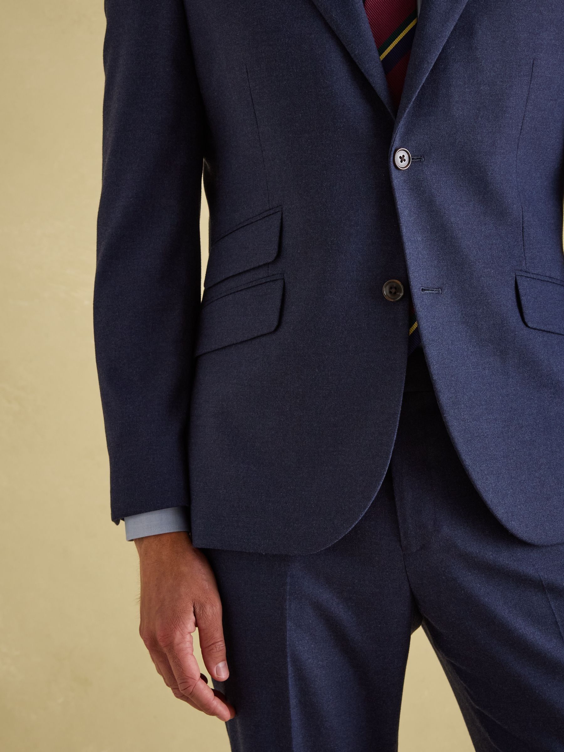 Blue Slim Fit Flannel Suit Jacket - Image 4 of 9