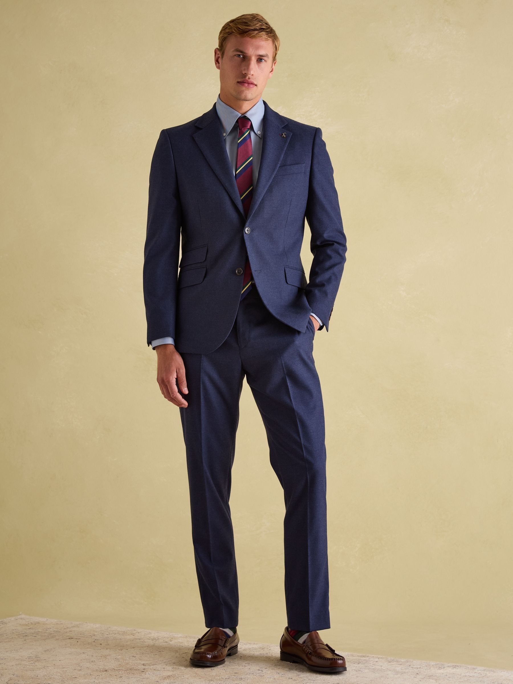 Blue Slim Fit Flannel Suit Jacket - Image 7 of 9