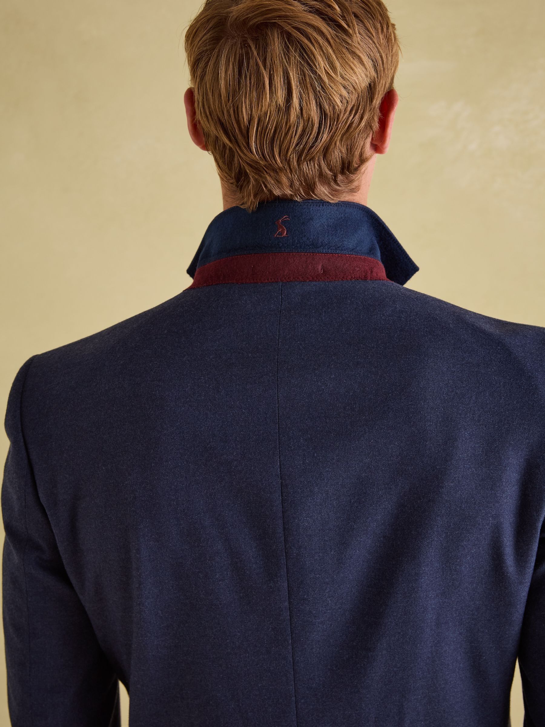 Blue Slim Fit Flannel Suit Jacket - Image 8 of 9