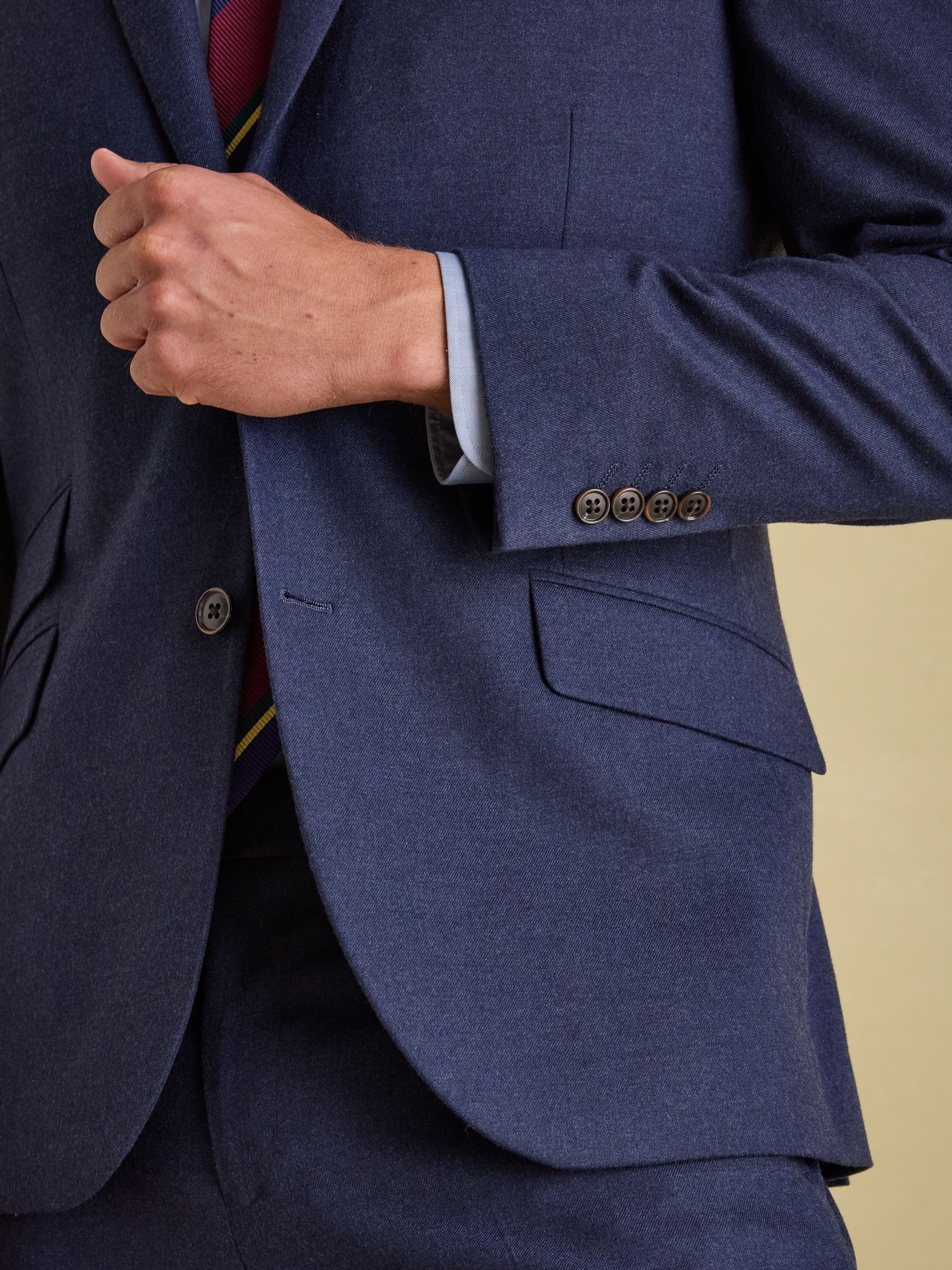 Blue Slim Fit Flannel Suit Jacket - Image 9 of 9