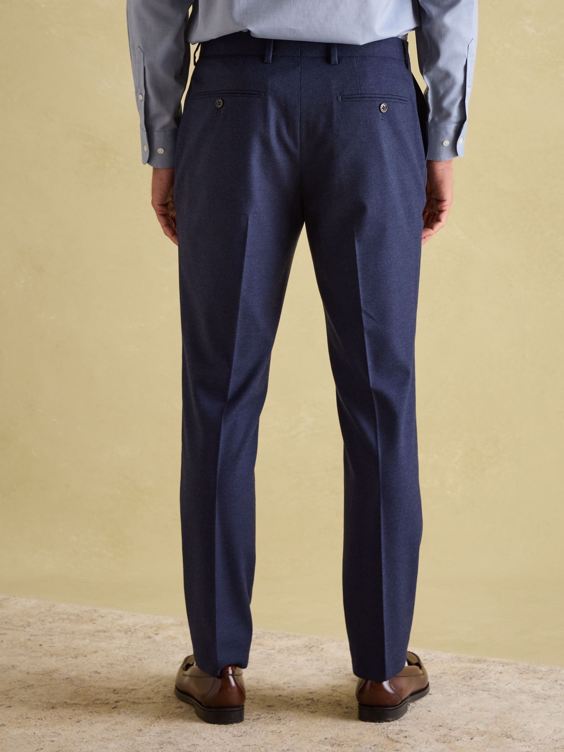 Blue Slim Fit Flannel Suit Trousers - Image 2 of 9