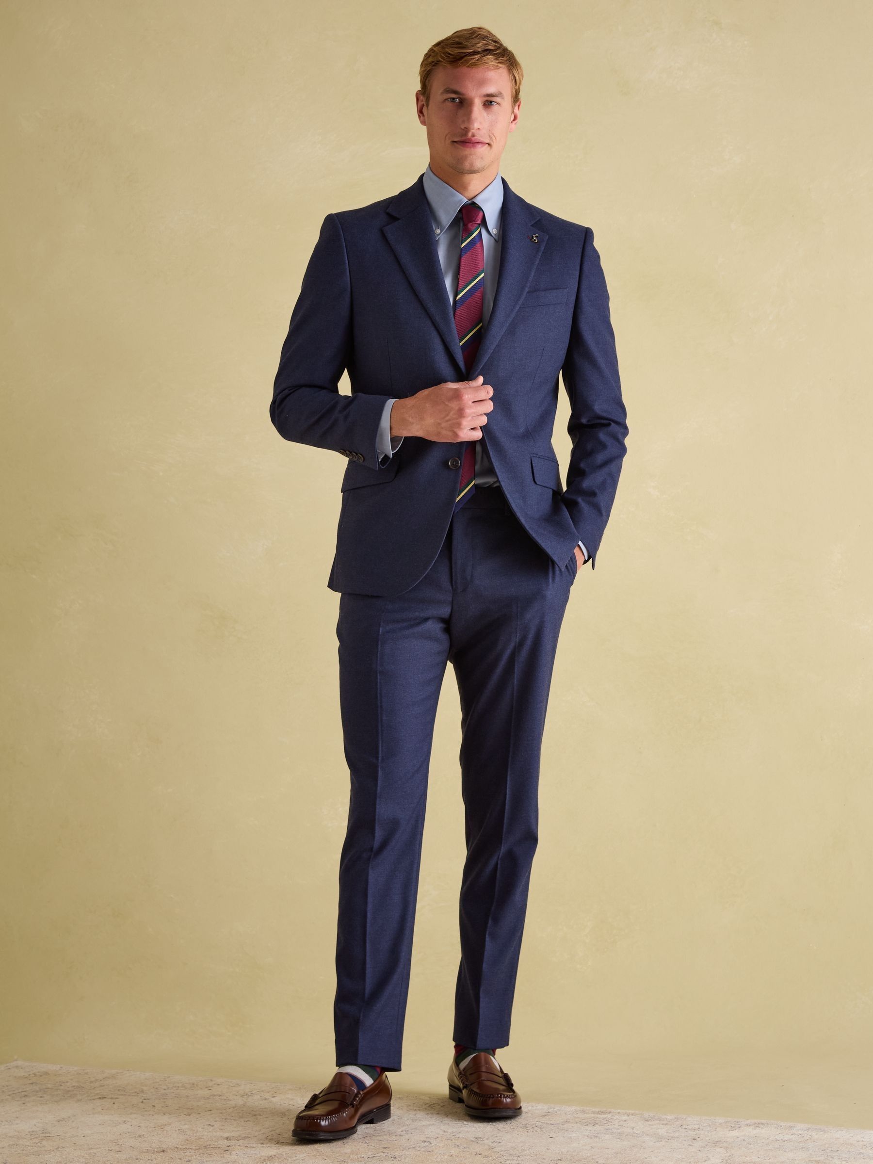 Blue Slim Fit Flannel Suit Trousers - Image 3 of 9
