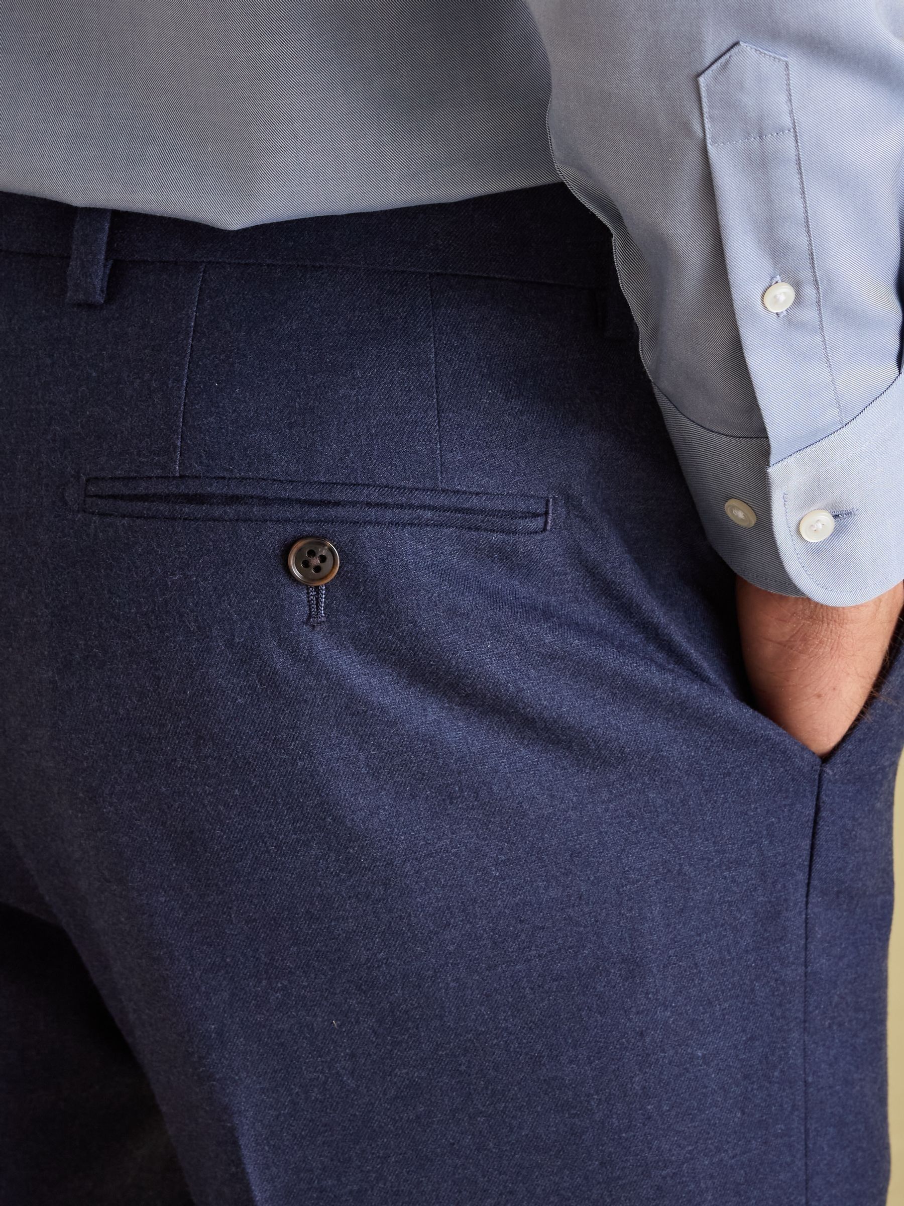 Blue Slim Fit Flannel Suit Trousers - Image 5 of 9