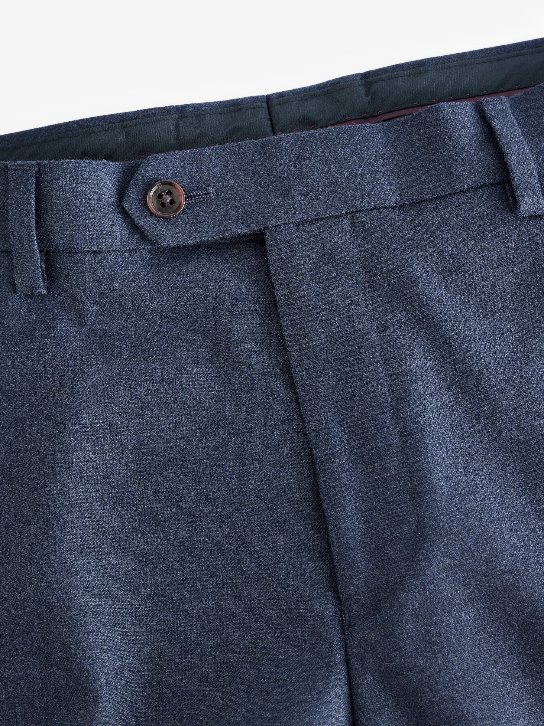 Blue Slim Fit Flannel Suit Trousers - Image 9 of 9