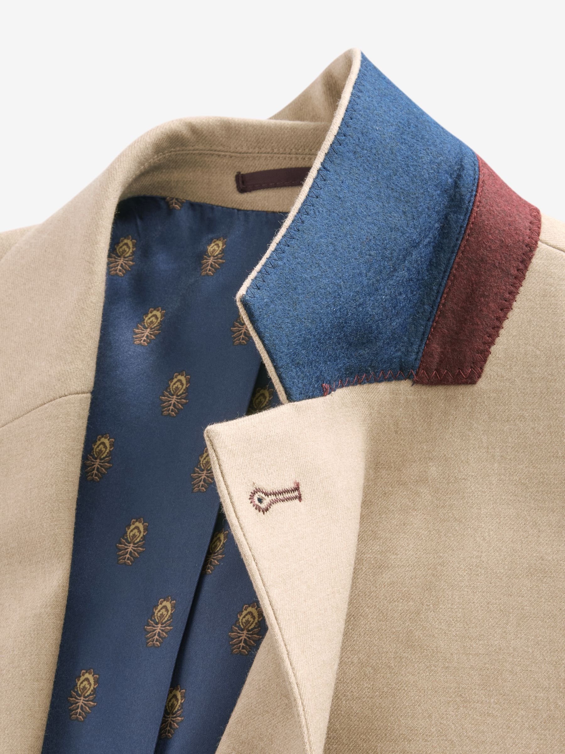 Tan Brown Slim Fit Flannel Suit Jacket - Image 10 of 19