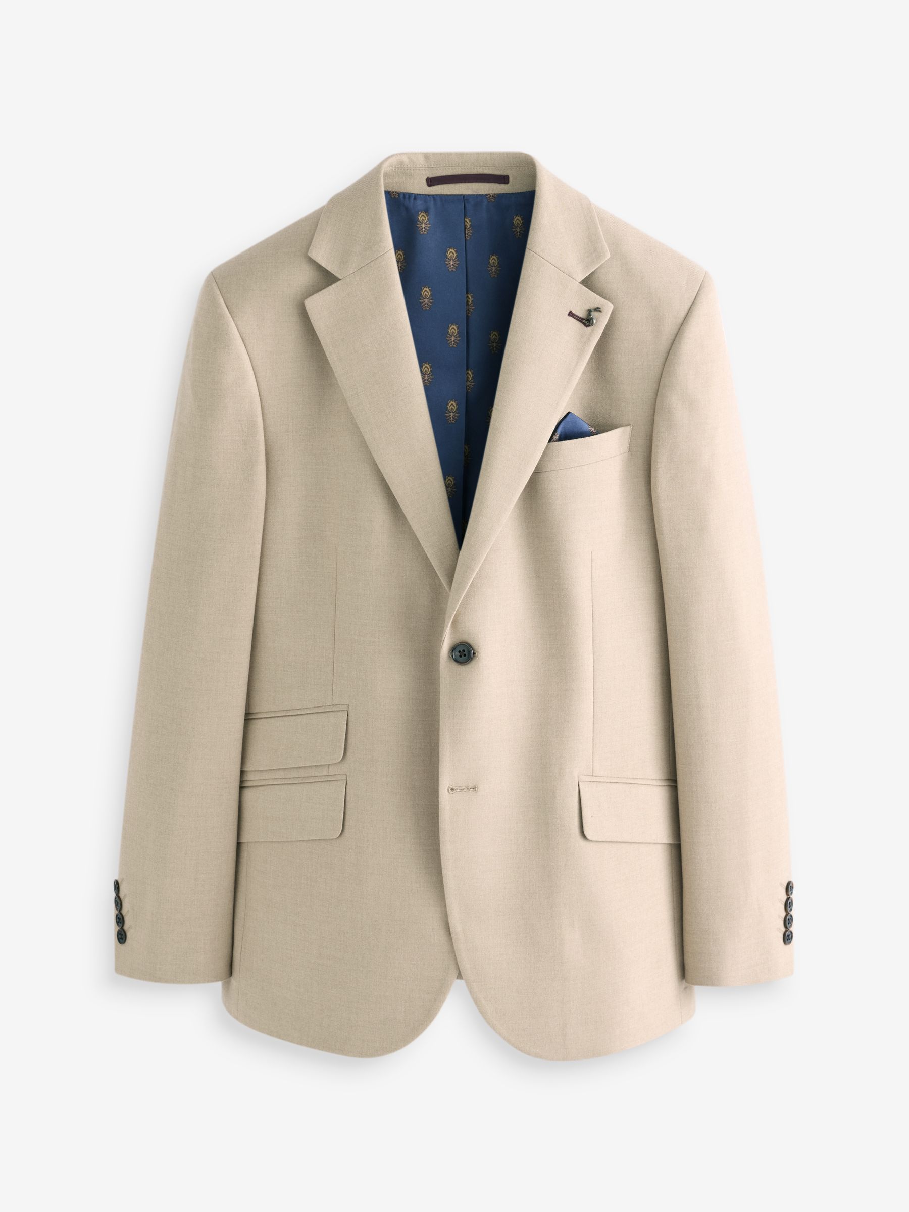 Tan Brown Slim Fit Flannel Suit Jacket - Image 14 of 19