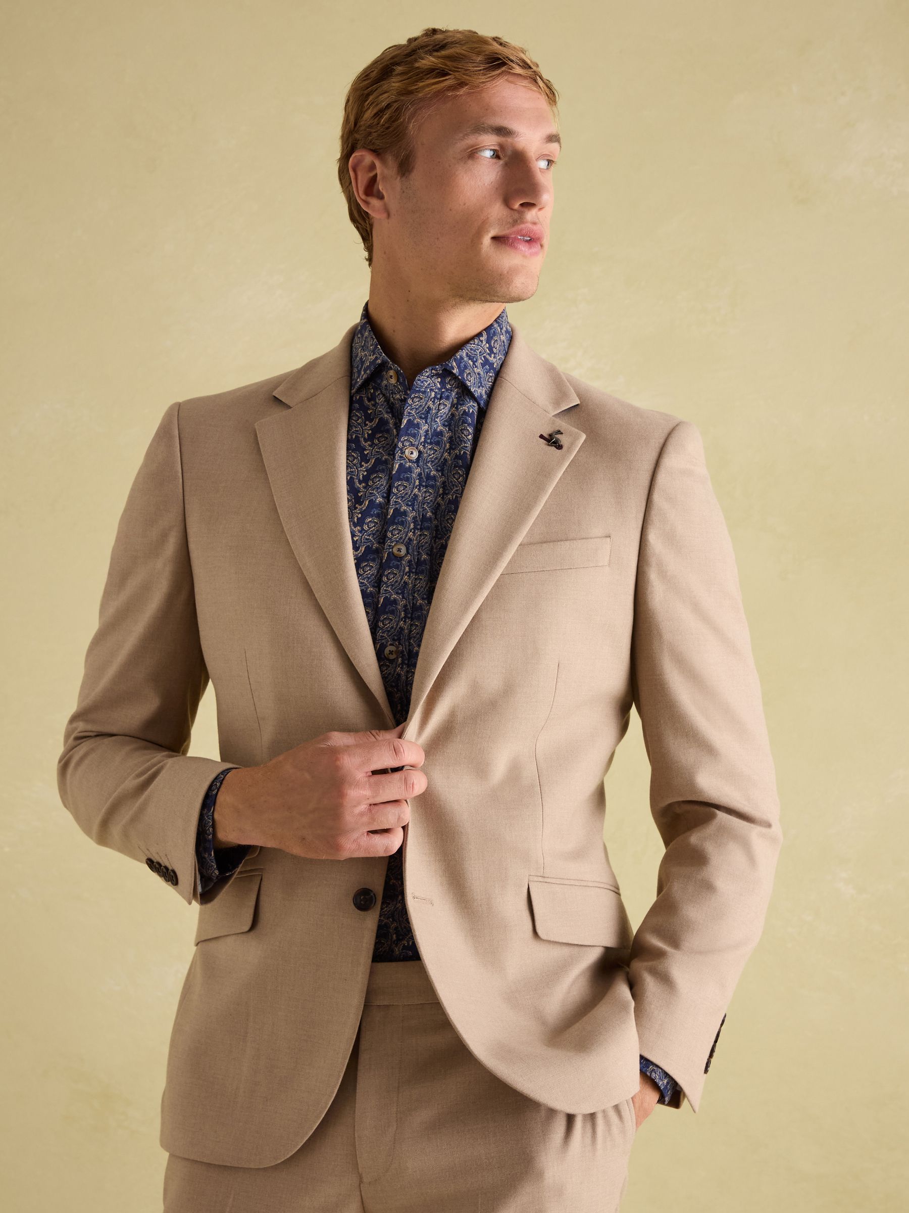 Tan Brown Slim Fit Flannel Suit Jacket - Image 15 of 19