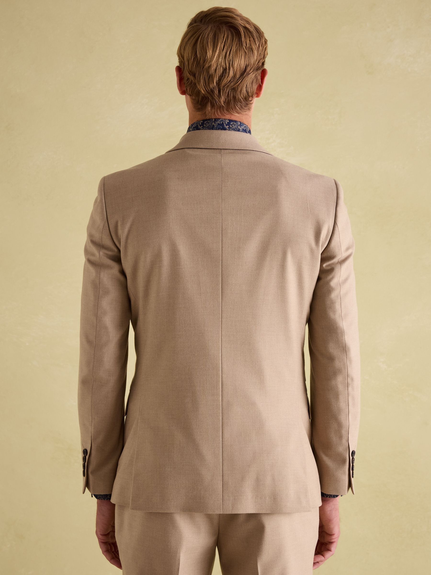 Tan Brown Slim Fit Flannel Suit Jacket - Image 2 of 9